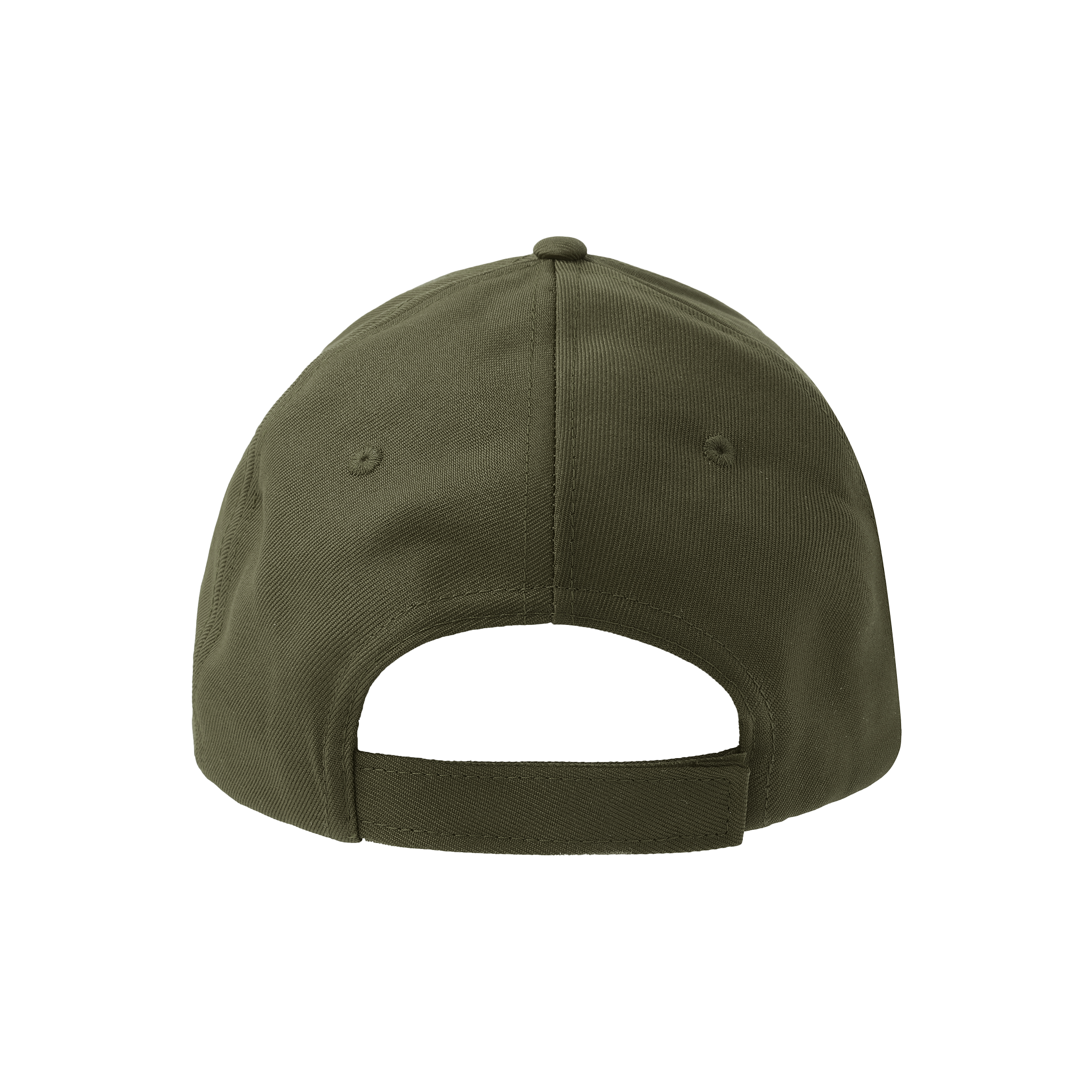 Atlantis RECY SIX 6-panel cap shown from back view, featuring adjustable strap and branded logo, in a casual style.