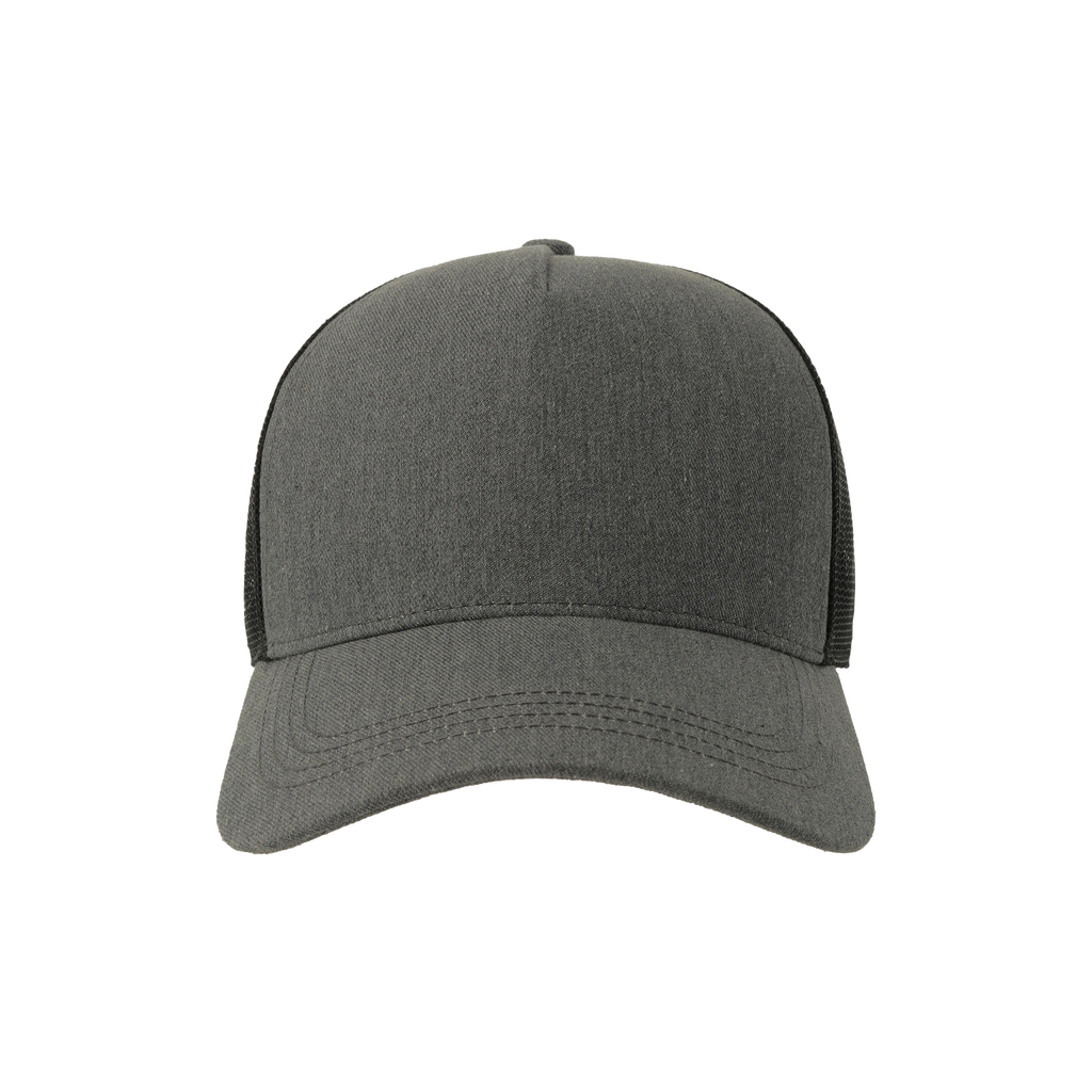 Atlantis Trucker rap cap made of cotton, showcasing a classic design with a curved brim and adjustable strap in front view.