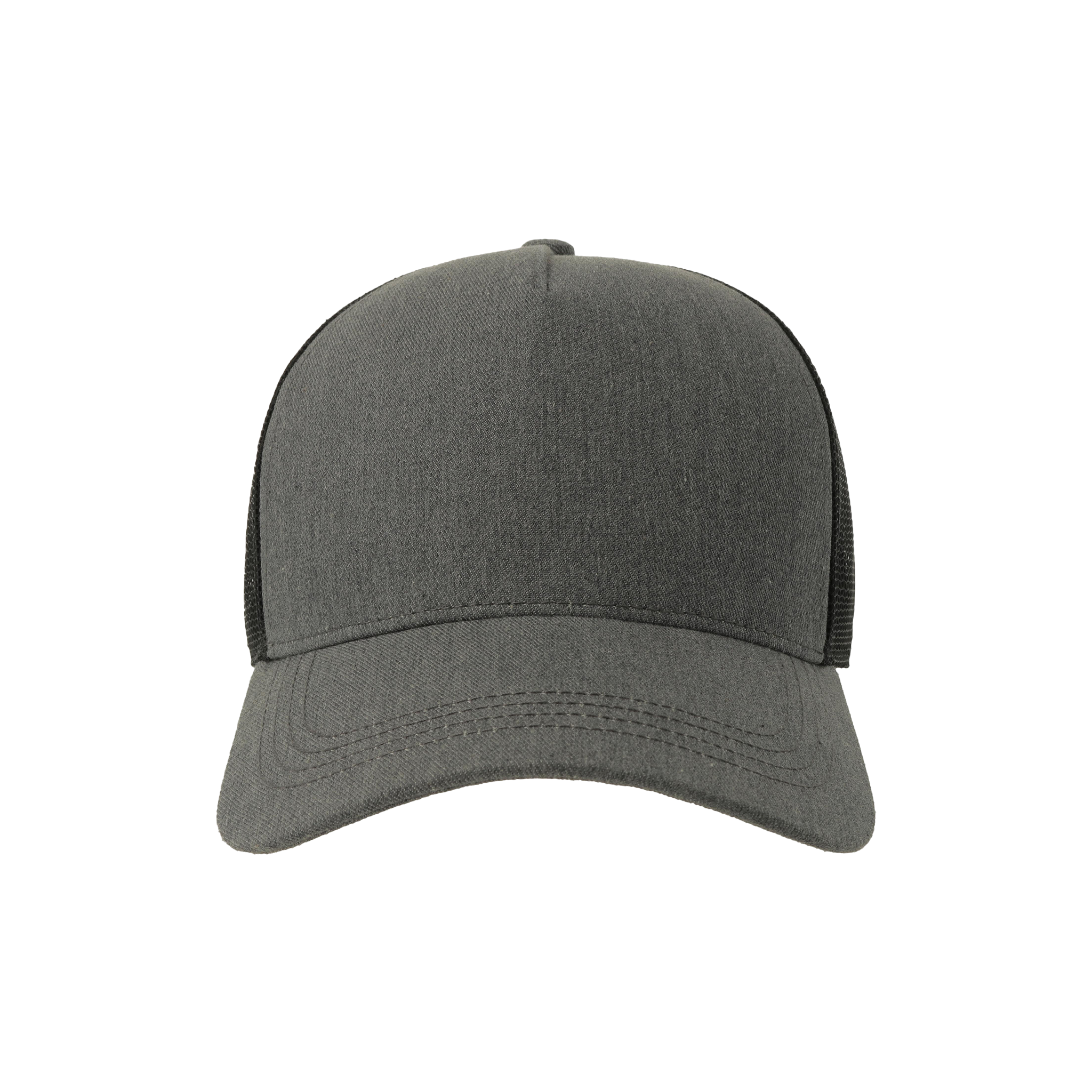 Atlantis Trucker rap cap made of cotton, showcasing a classic design with a curved brim and adjustable strap in front view.