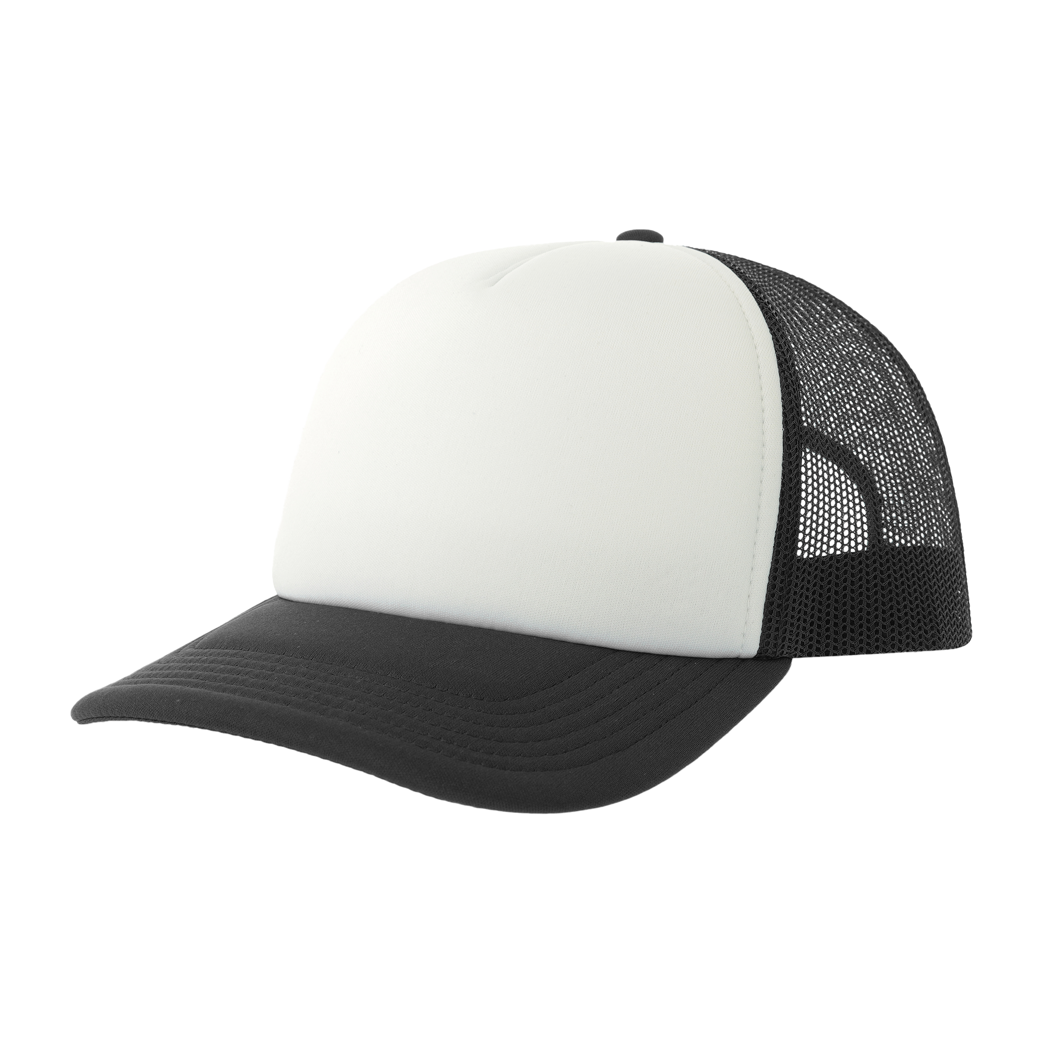 Blue Atlantis Trucker Rapper-S cap with mesh back and adjustable strap, stylish and casual headwear for street fashion.