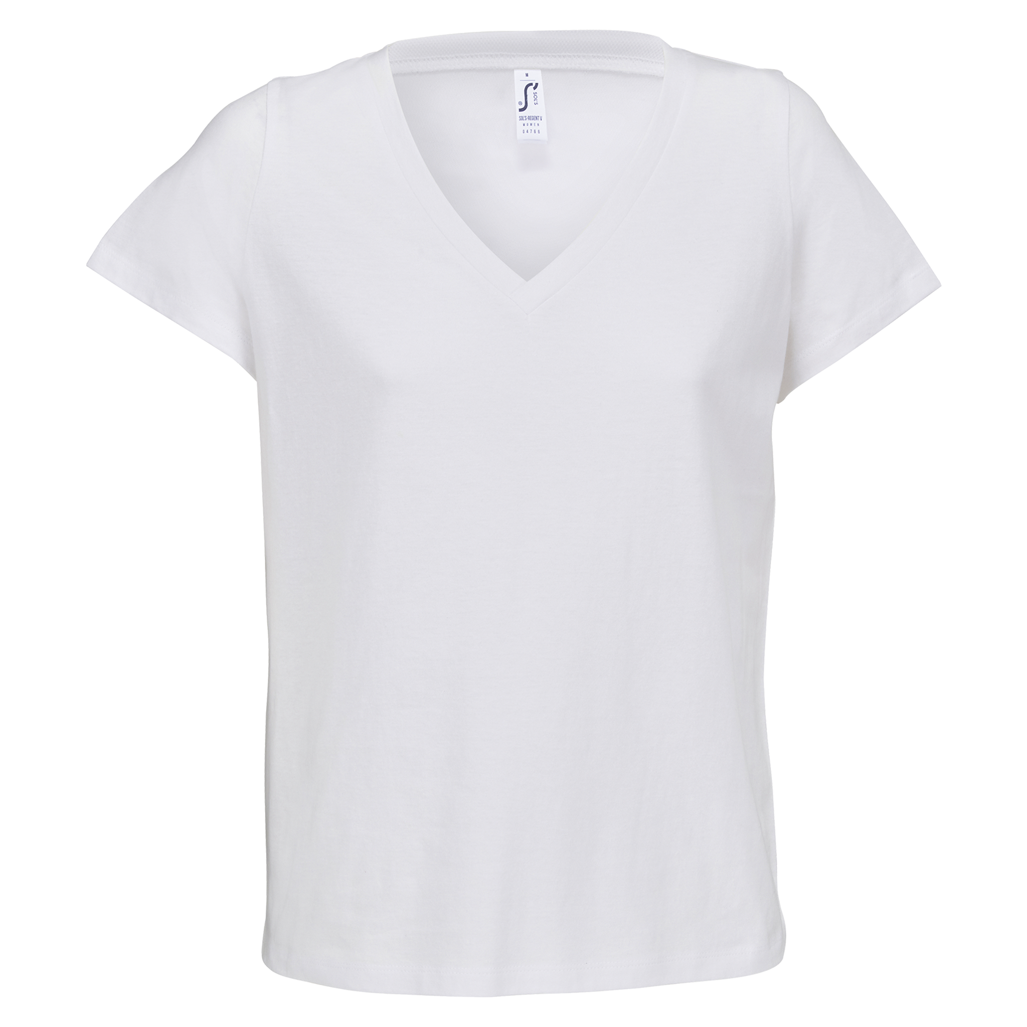 Sol's Klasisks V-neck T-krekls sievietēm, viegls un ērts, ar V veida apkakli, baltā krāsā, uz balta fona