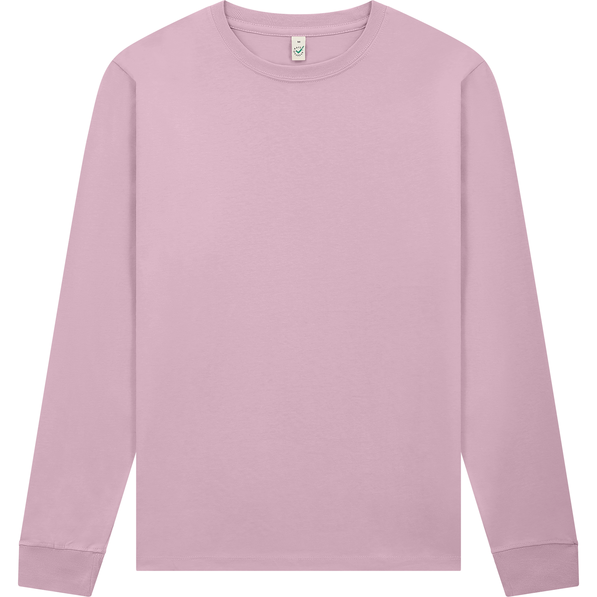 Earth Positive® EP185L long sleeve T-shirt in vibrant pink, front view showing soft cotton fabric and classic fit.