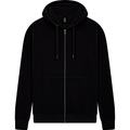 Earth Positive® EP303 full zip hoodie in black, front view showing cozy hood and zipper, made from eco-friendly materials.