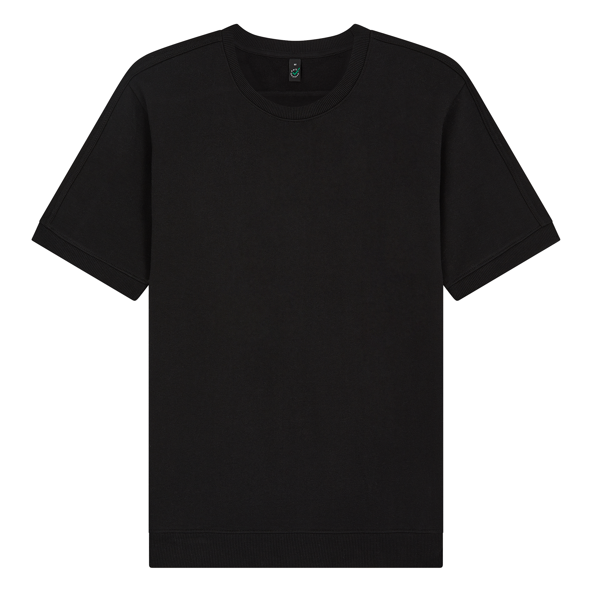 Earth Positive® EP312 short sleeve sweatshirt, front view, blue color, soft cotton fabric, casual fit, eco-friendly urban style.