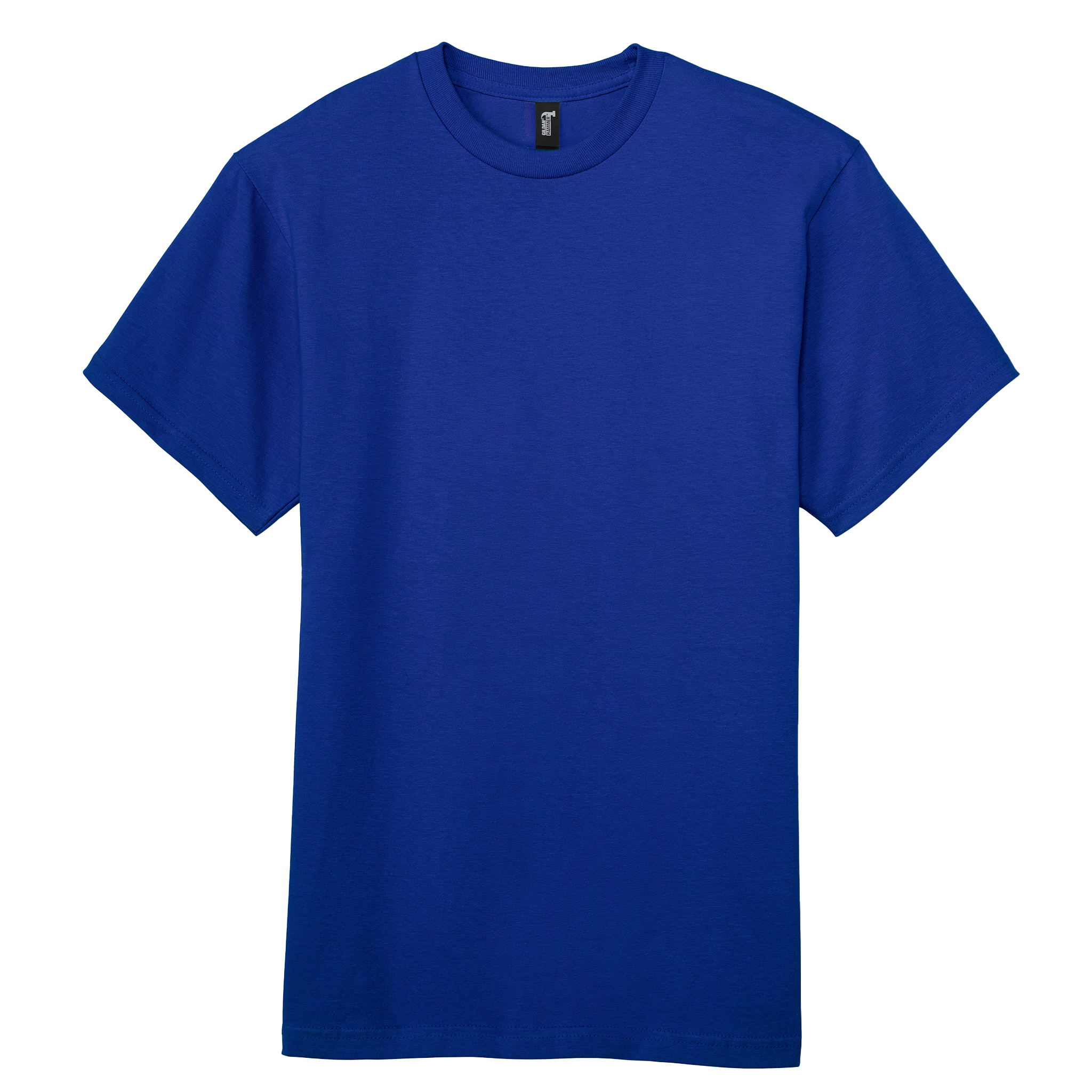 Gildan durable T-shirt in black with crew neck and short sleeves, shown flat on a white background.