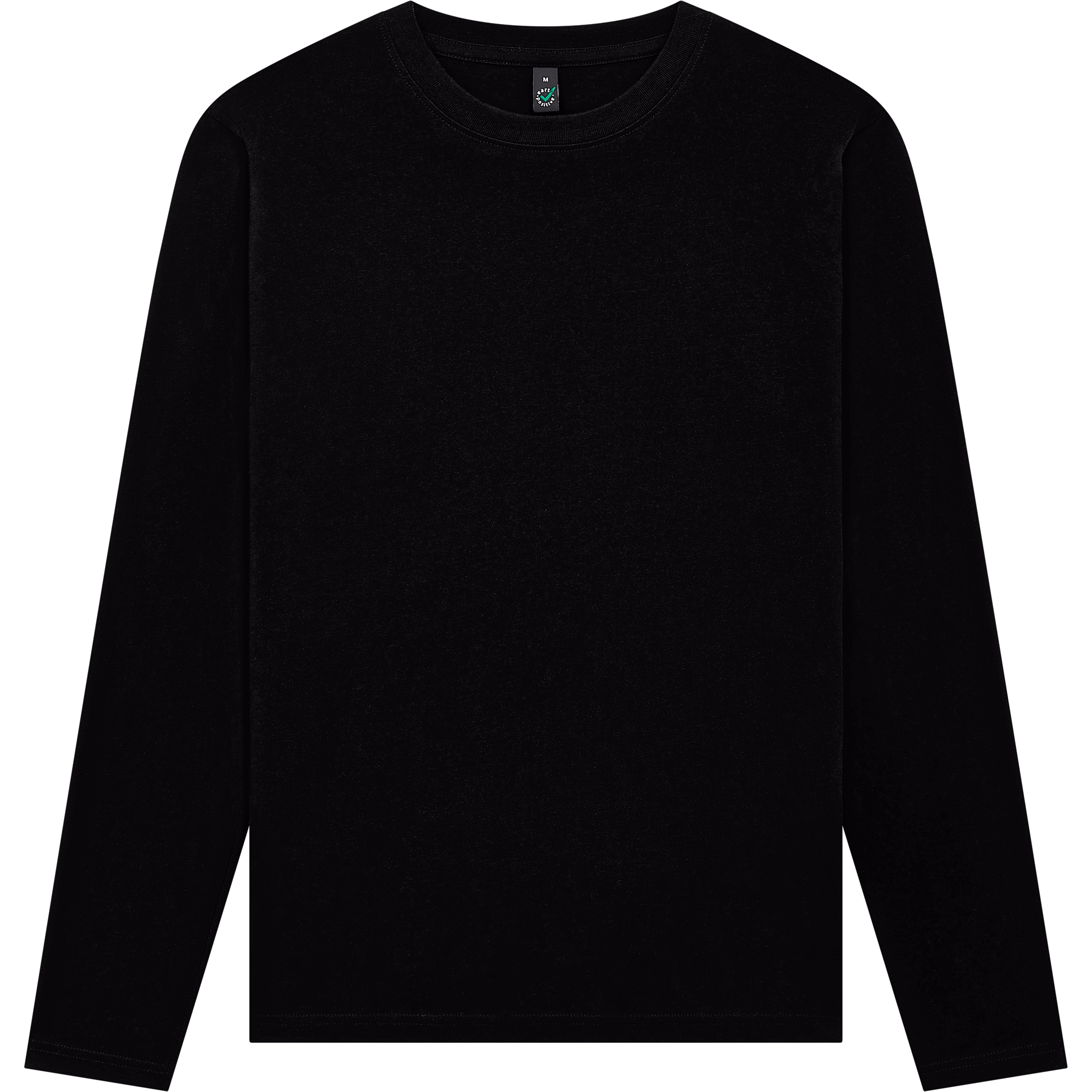 Earth Positive® EP01L long sleeve T-shirt in black, front view showcasing soft cotton fabric and classic fit.