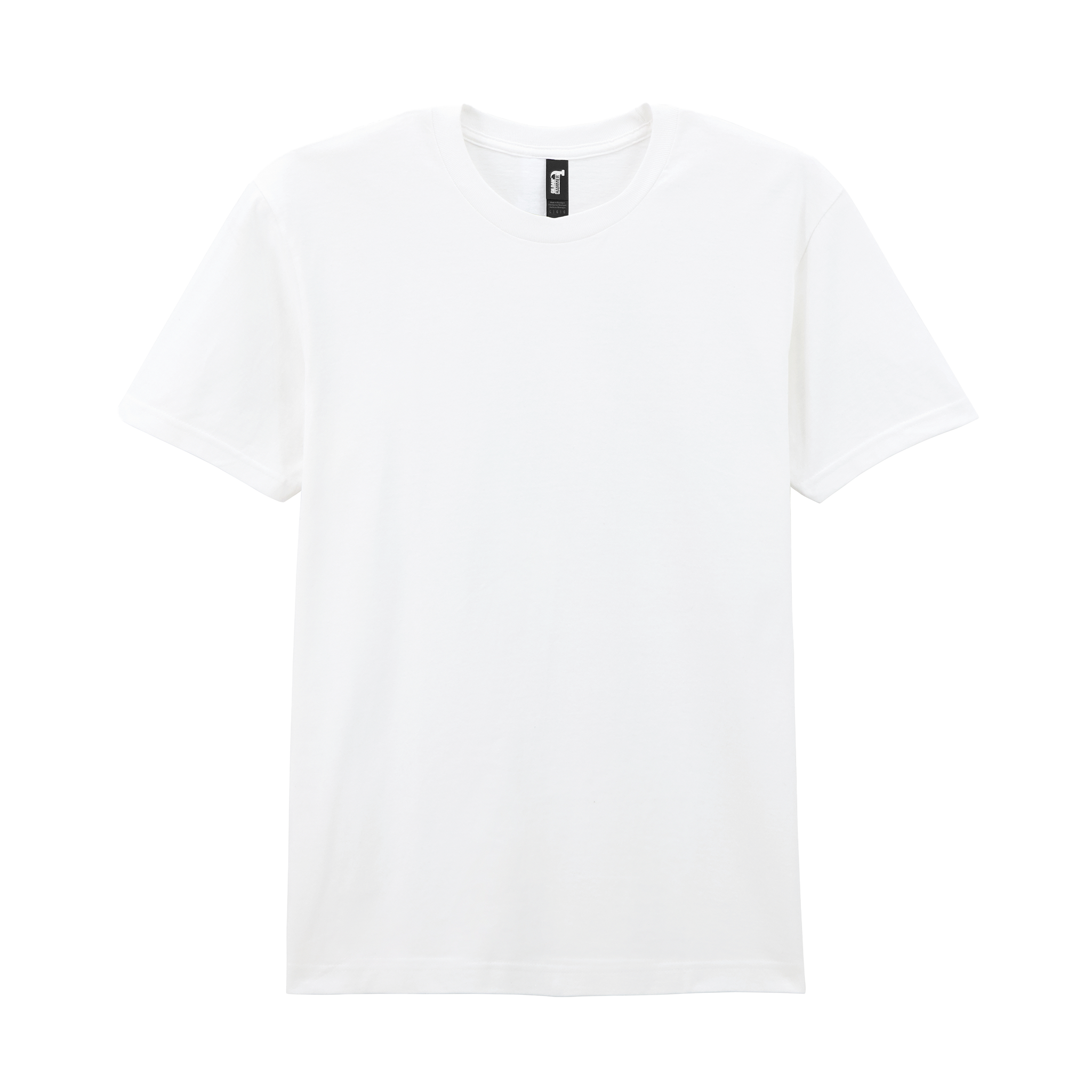 Gildan durable T-shirt in black with crew neck and short sleeves, displayed flat on white background.