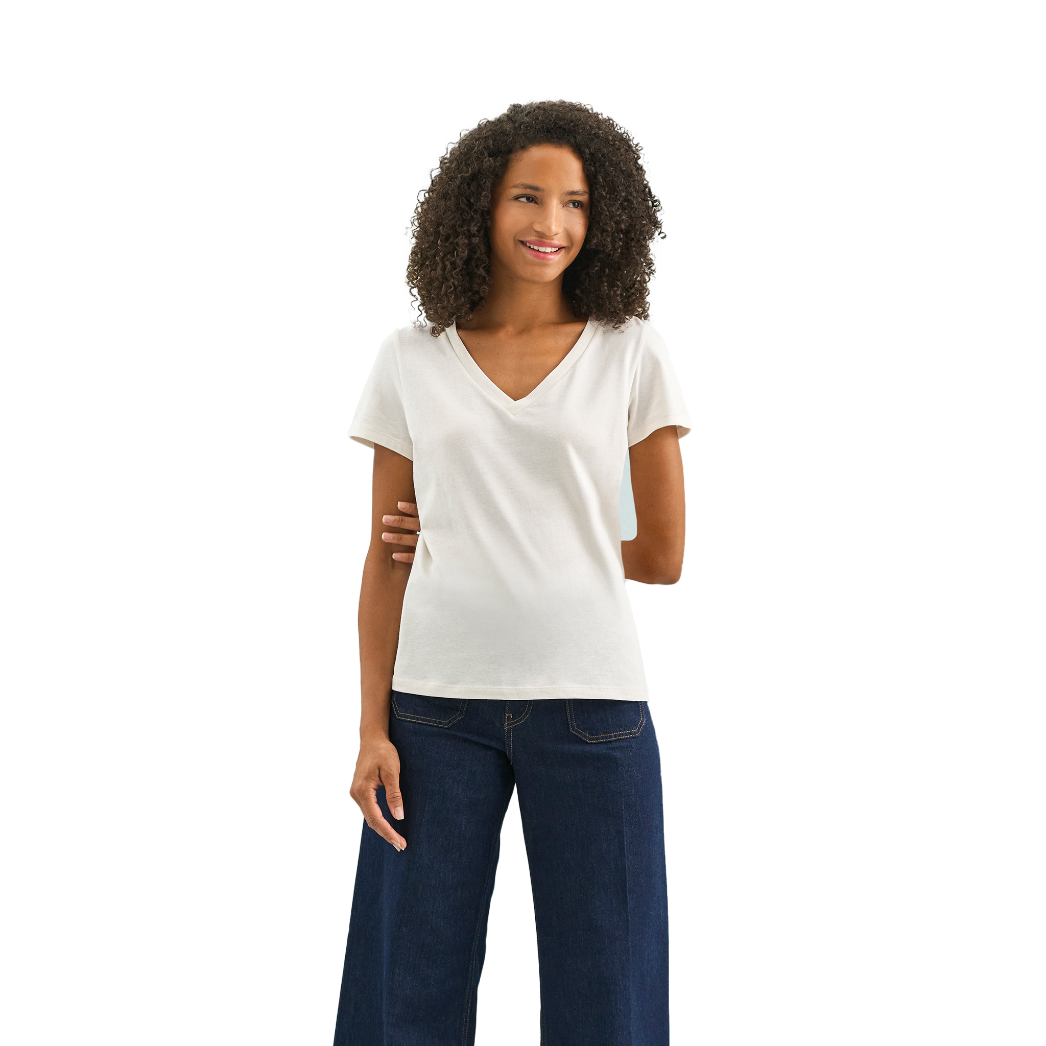 Light women's V-neck T-shirt by Sols, from the Klasisks un viegls collection, featuring a comfortable fit and stylish design.