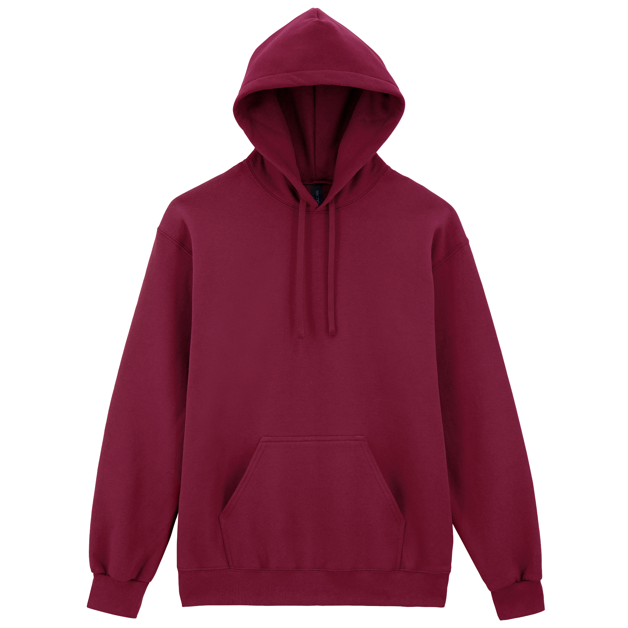 Gildan HAMMER premium cozy hoodie sweatshirt with a front pocket and adjustable drawstrings in charcoal gray, front view.