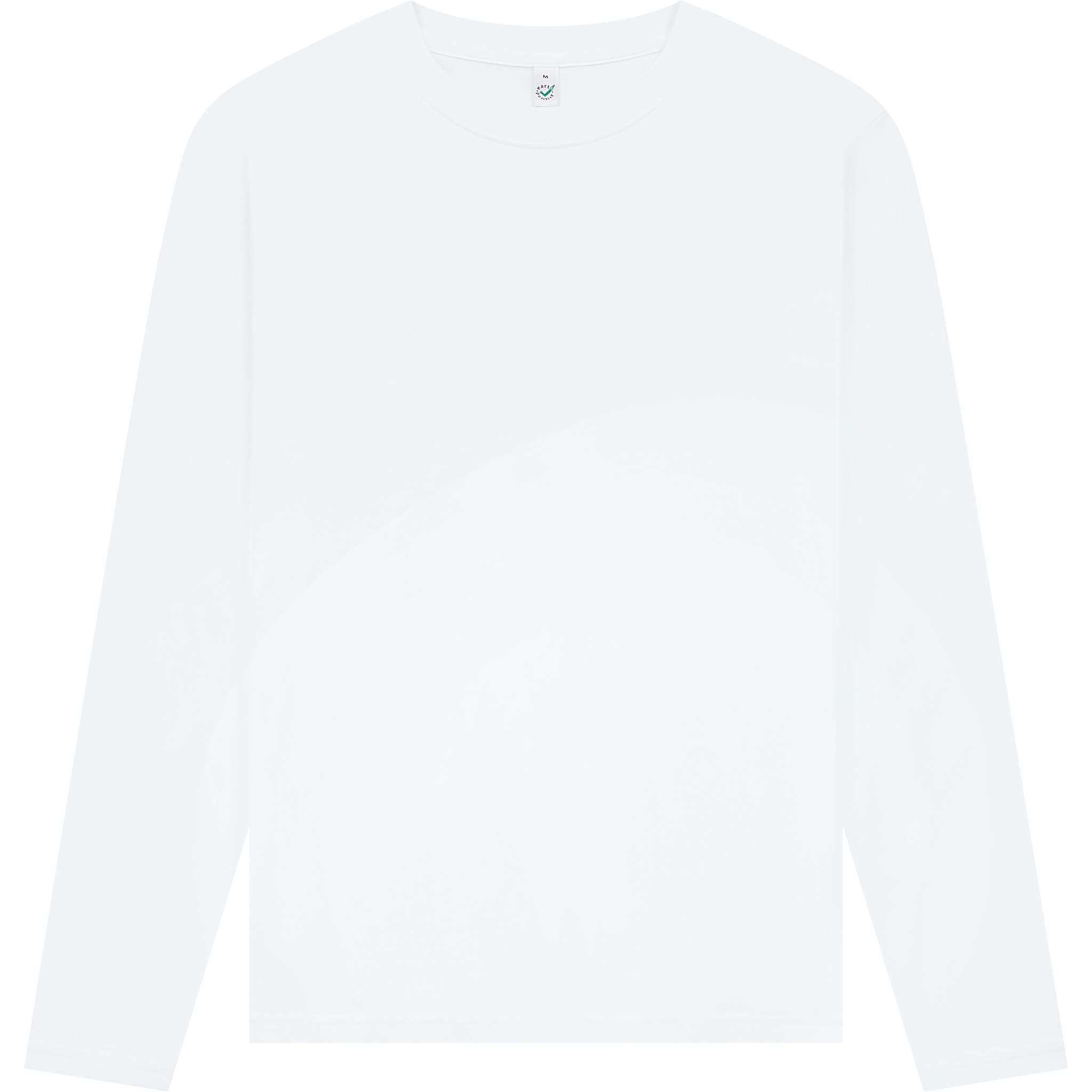 Earth Positive® long sleeve T-shirt EP01L in white, front view showcasing soft cotton fabric and classic fit.