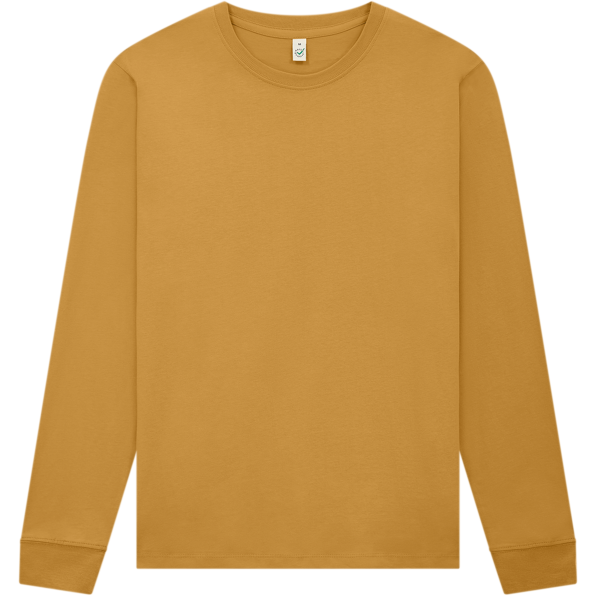 Earth Positive® EP185L long sleeve T-shirt in white, front view showcasing the eco-friendly cotton fabric and classic fit.