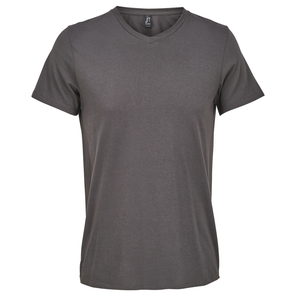 Light men's V-neck T-shirt from Sols, model Regent V, shown in a natural fabric texture with a fitted style.