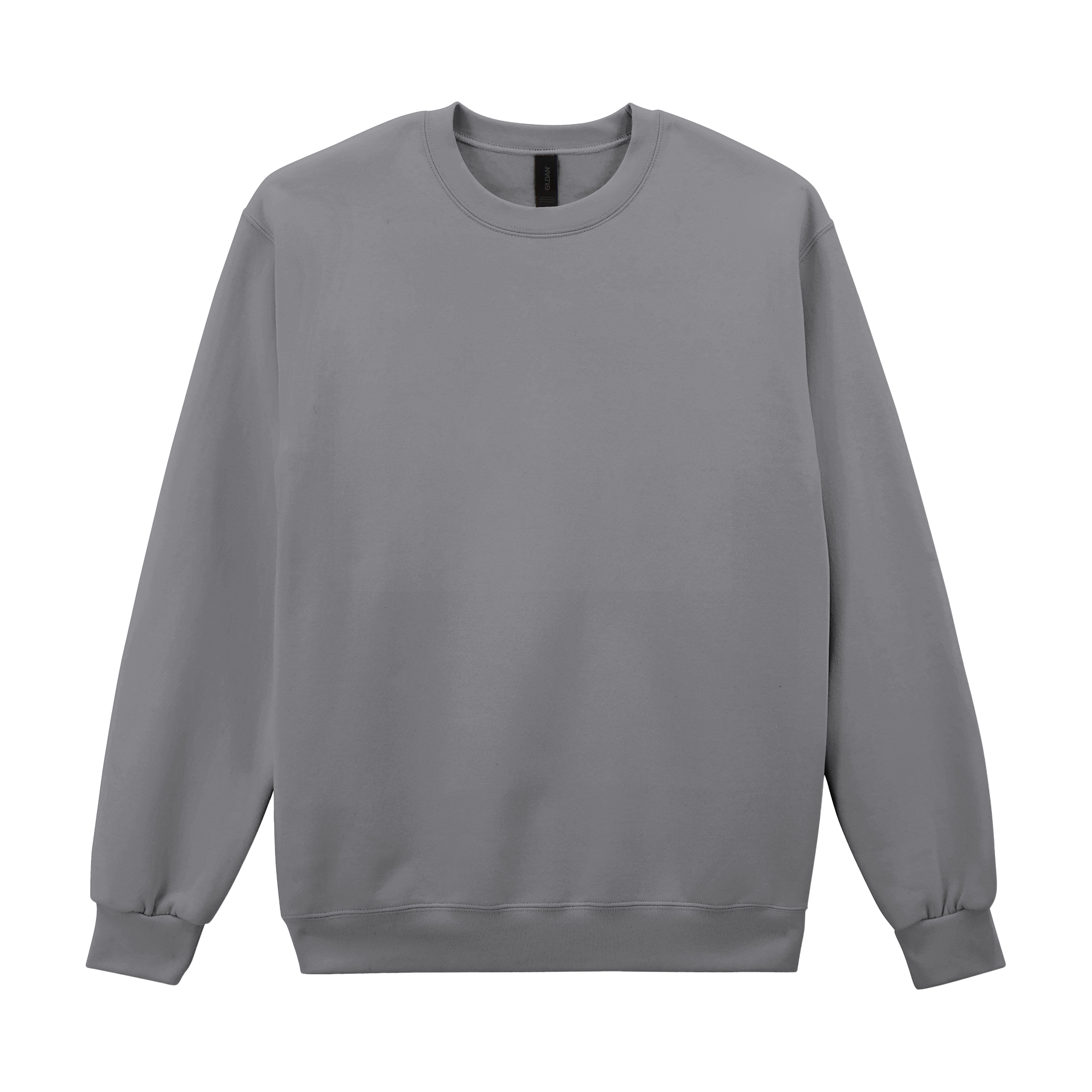 Gildan HAMMER Premium biezais džemperis in gray, men's casual sweater with ribbed cuffs and neckline, front view.