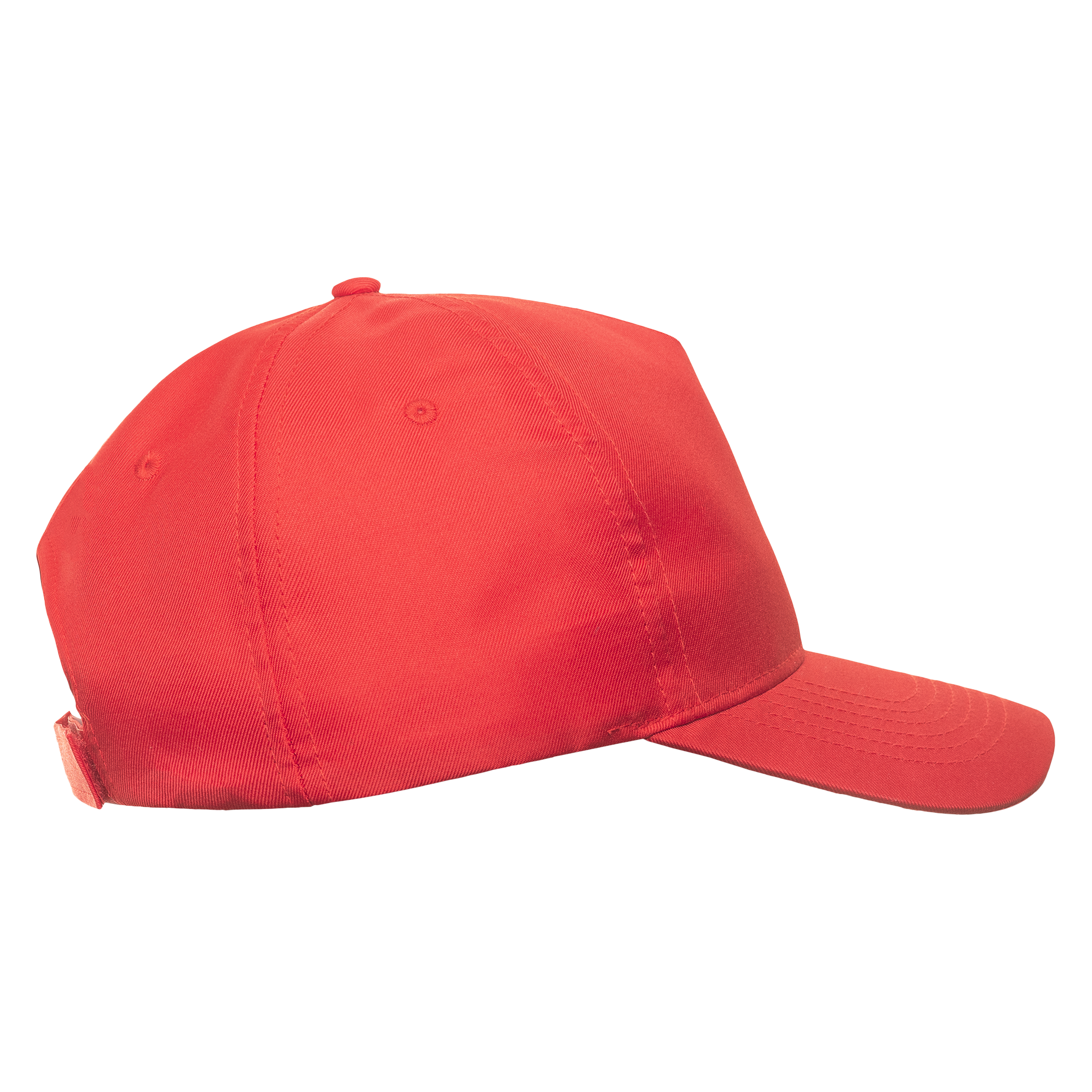 Atlantis RECY FIVE 5-paneled cap shown from side view, stylish black fabric with adjustable strap for a casual look.