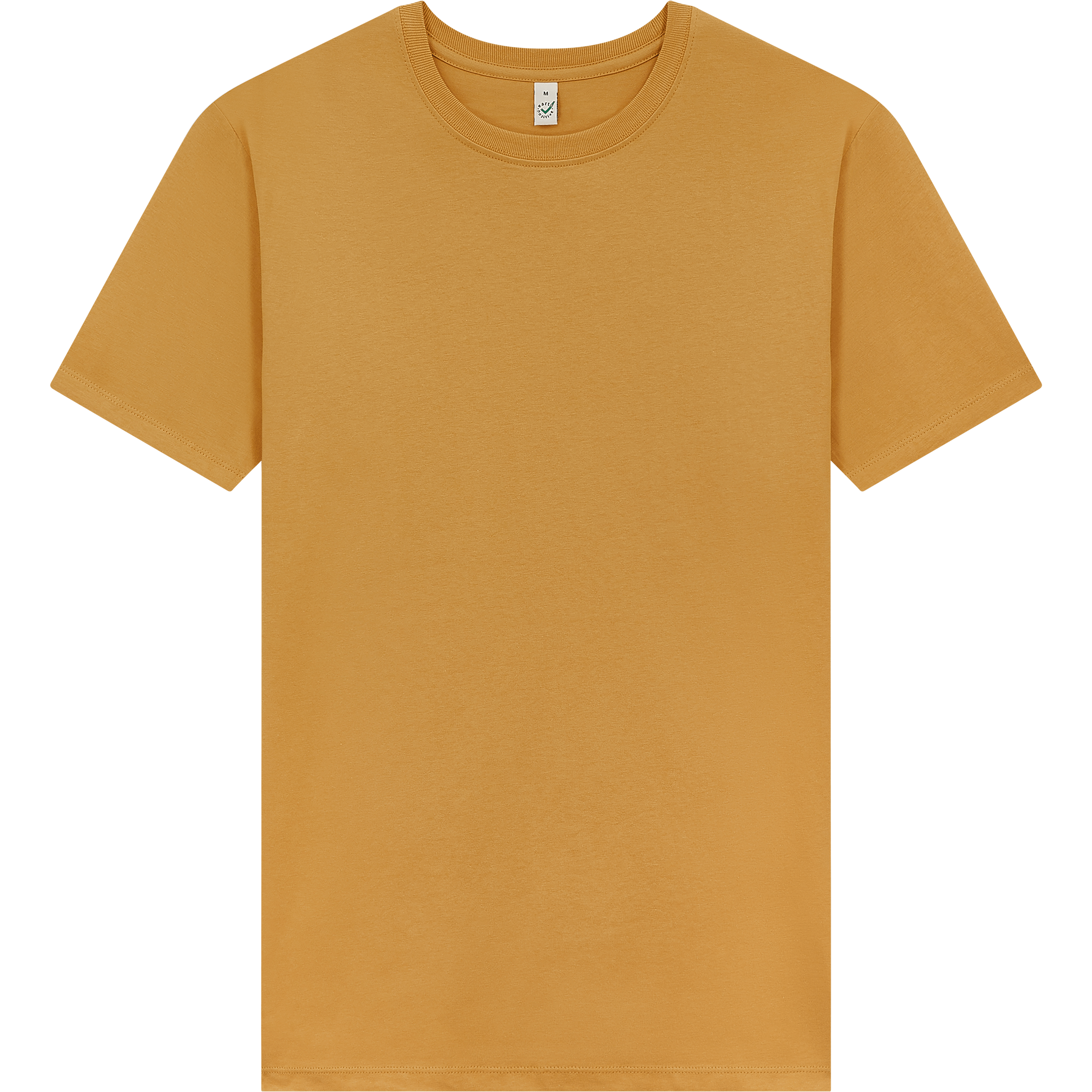 Earth Positive® EP185 premium jersey T-shirt, front view showing classic crew neck and soft cotton fabric in natural color.