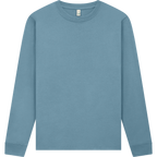 Earth Positive® EP185L long sleeve T-shirt in navy, front view, made from sustainable fabric with the brand logo visible.