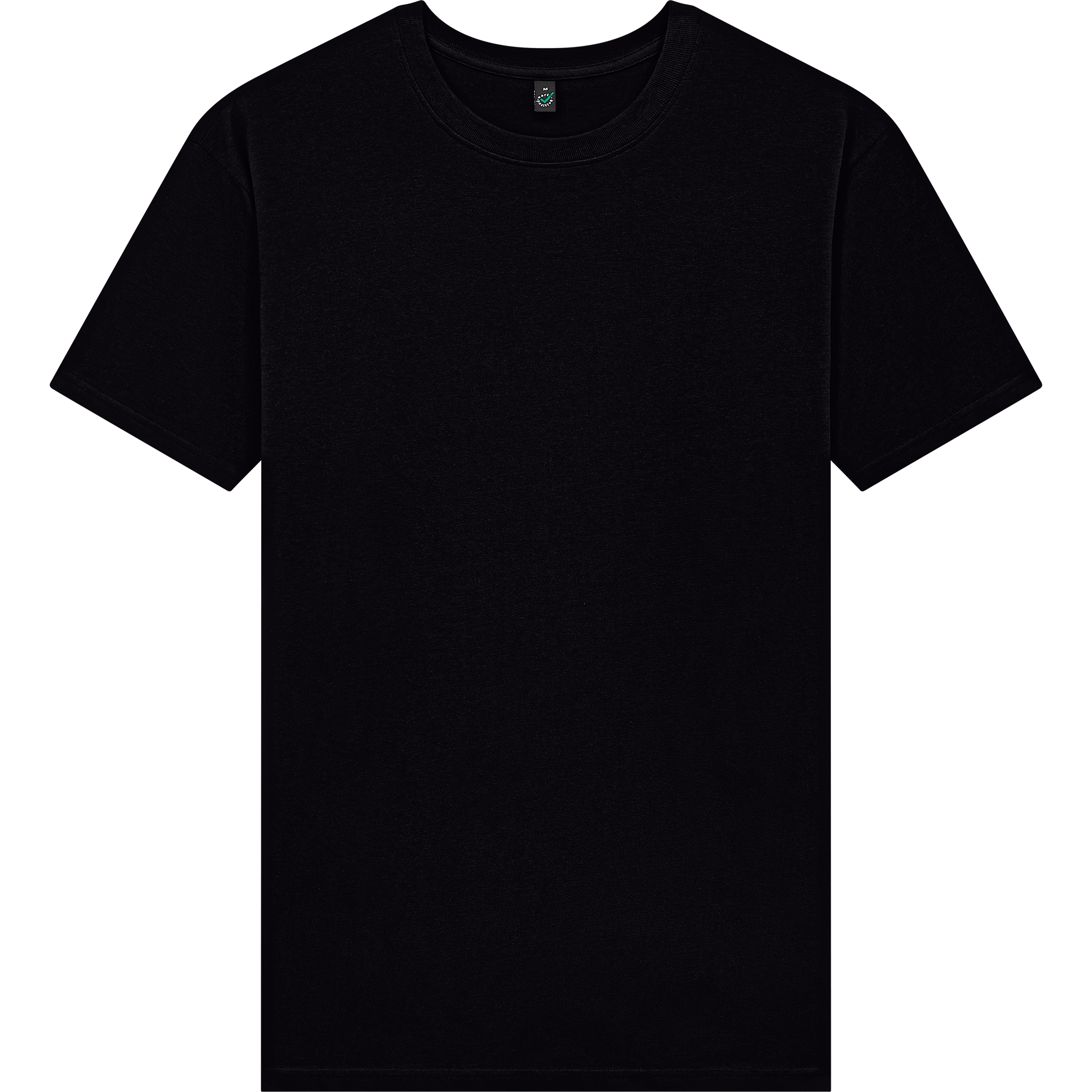 Earth Positive® EP19 oversized T-shirt in black front view, soft cotton fabric, casual fit, with crew neckline.