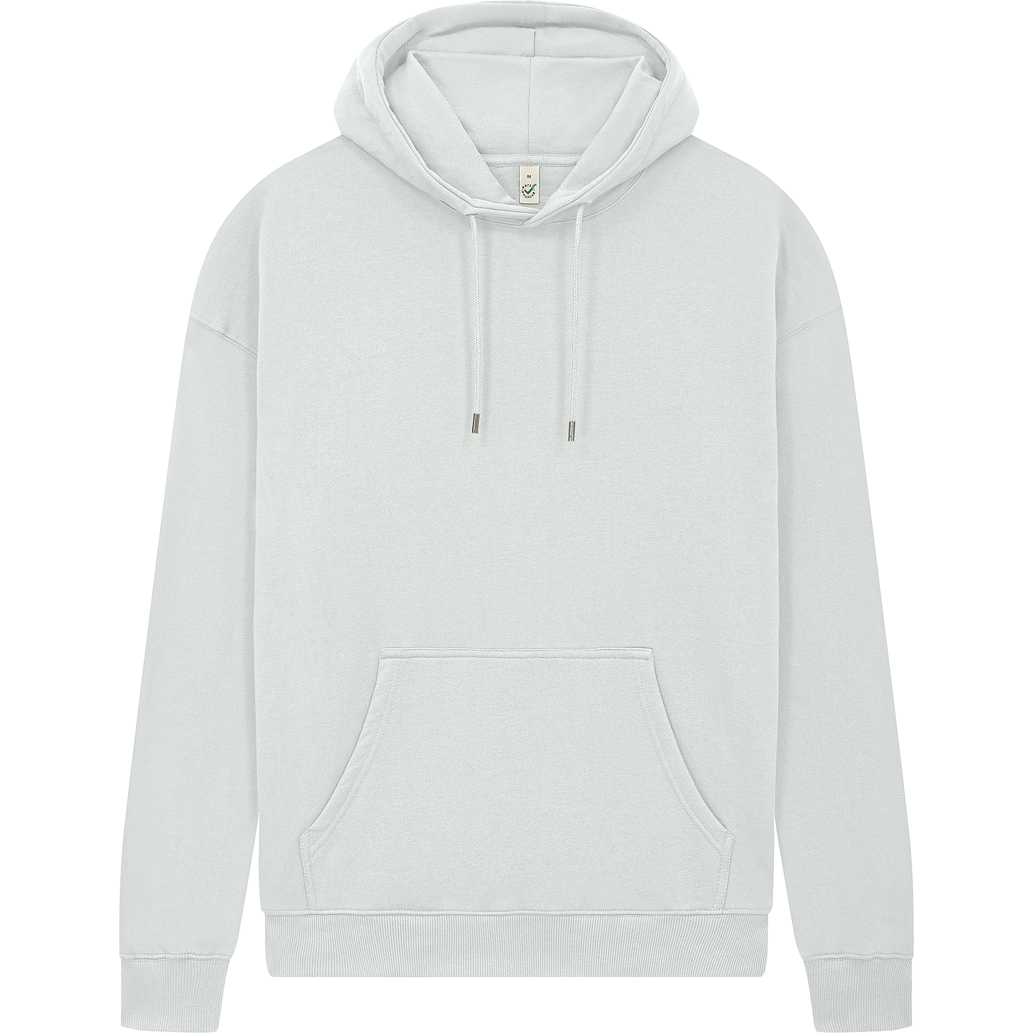 Earth Positive® EP301 pullover hoodie showing front view, eco-friendly fleece with adjustable drawstrings and ribbed cuffs.