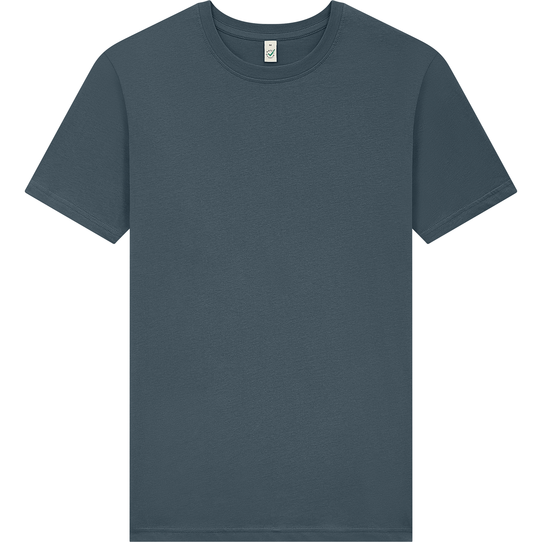 Earth Positive® Jersey T-Shirt EP01 in light heather color, front view showing classic crew neck and soft cotton fabric.