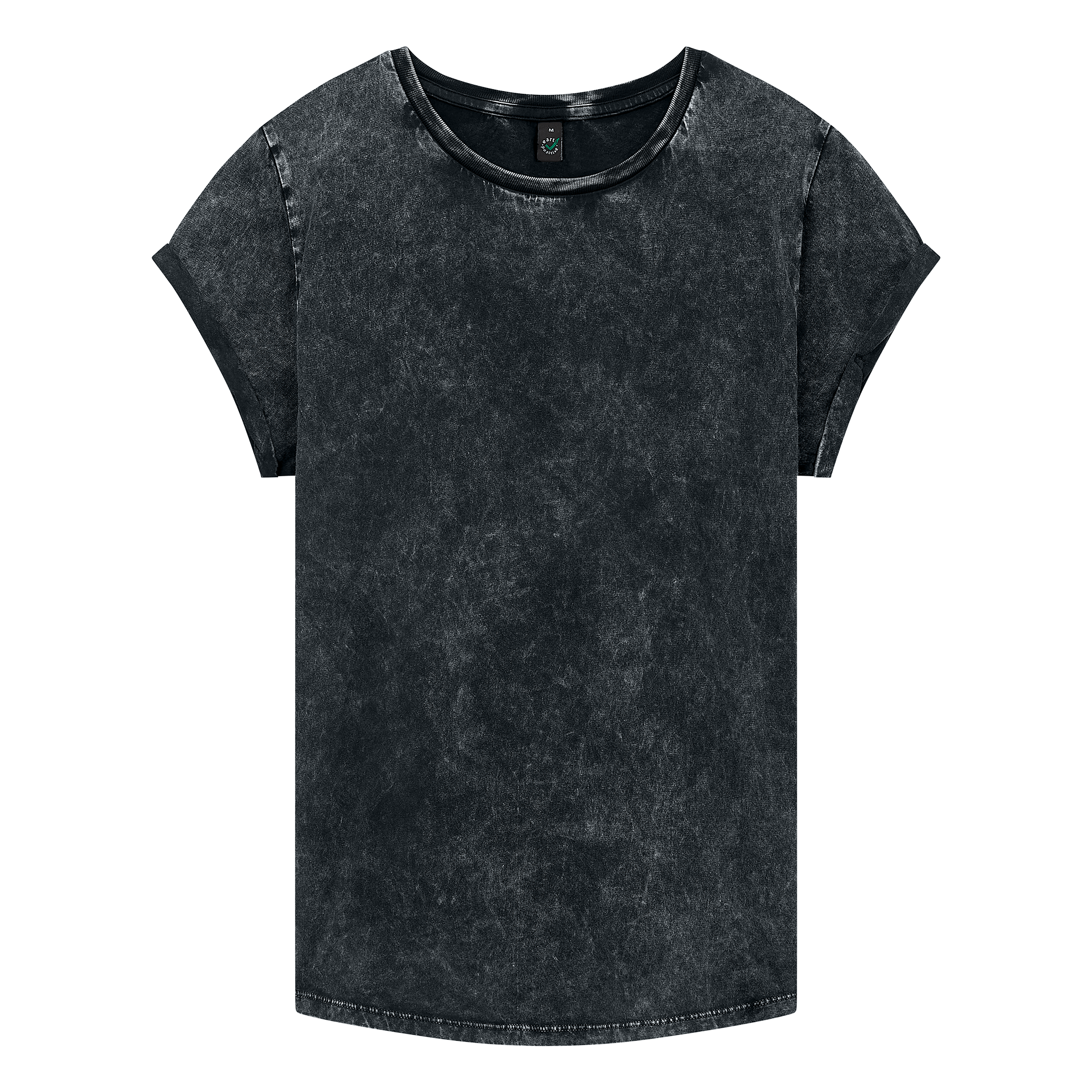 Earth Positive women's rolled sleeve T-shirt by EP, front view showing soft fabric, casual fit, and rolled sleeve design.