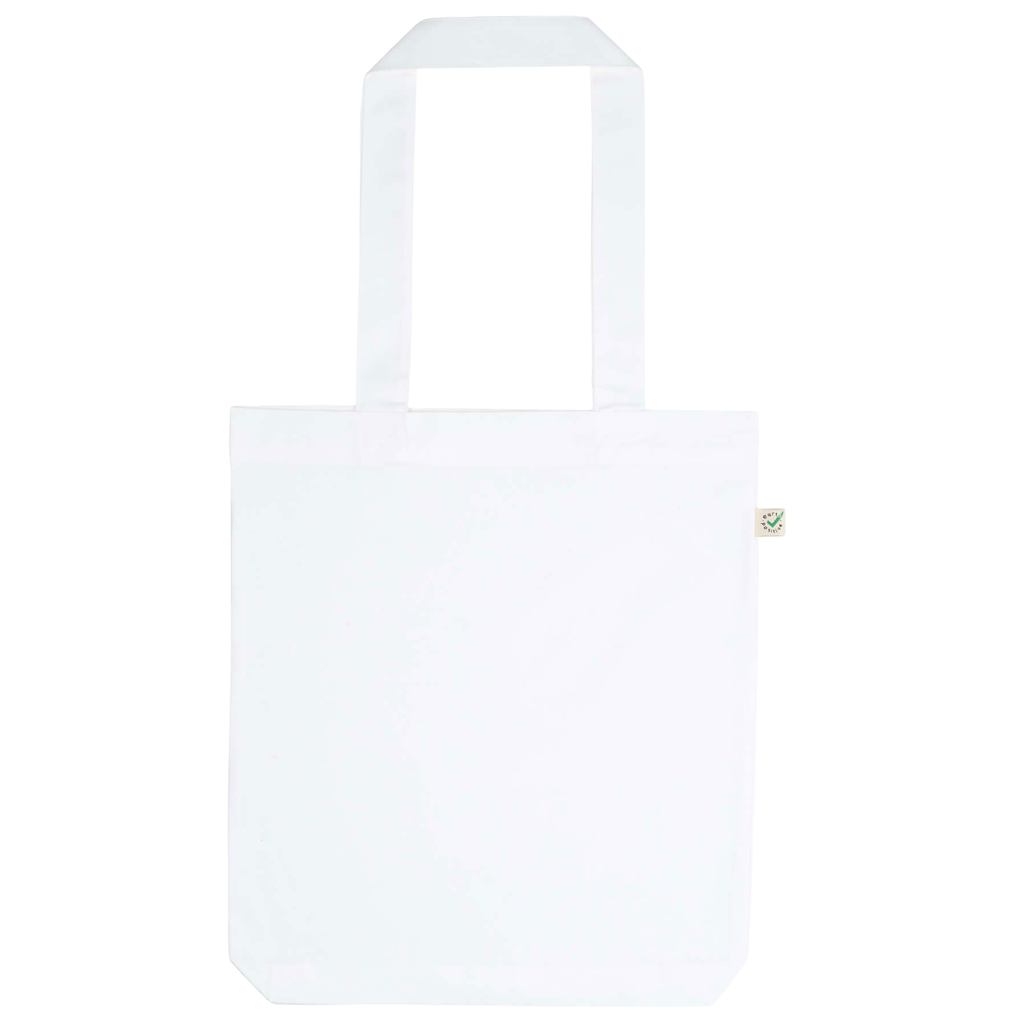 Earth Positive® Soma fashion tote bag in white with front design, made by EP, showcasing eco-friendly style and spacious interior.