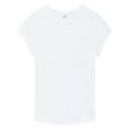 Earth Positive® women's rolled sleeve T-shirt in white, front view showcasing casual fit and rolled sleeve detail.