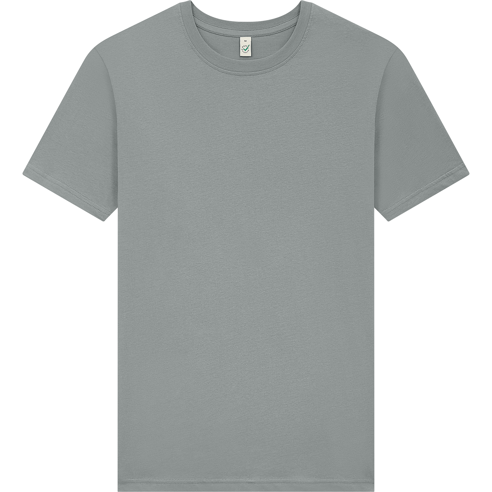 Earth Positive® Jersey T-Shirt EP01 in gray, front view showing classic crew neck and soft cotton fabric.