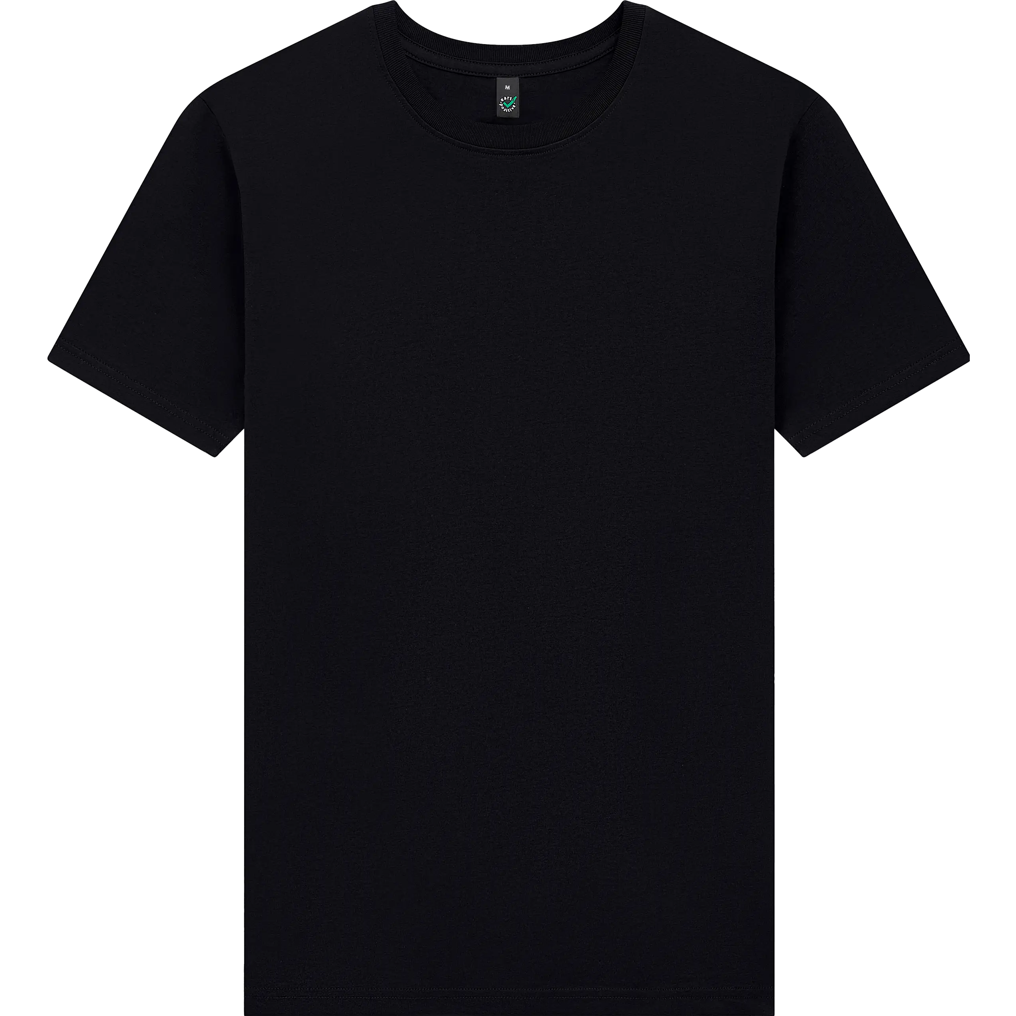 Earth Positive® Premium Jersey T-Shirt EP185 in black, front view showing classic crew neck and soft cotton fabric.