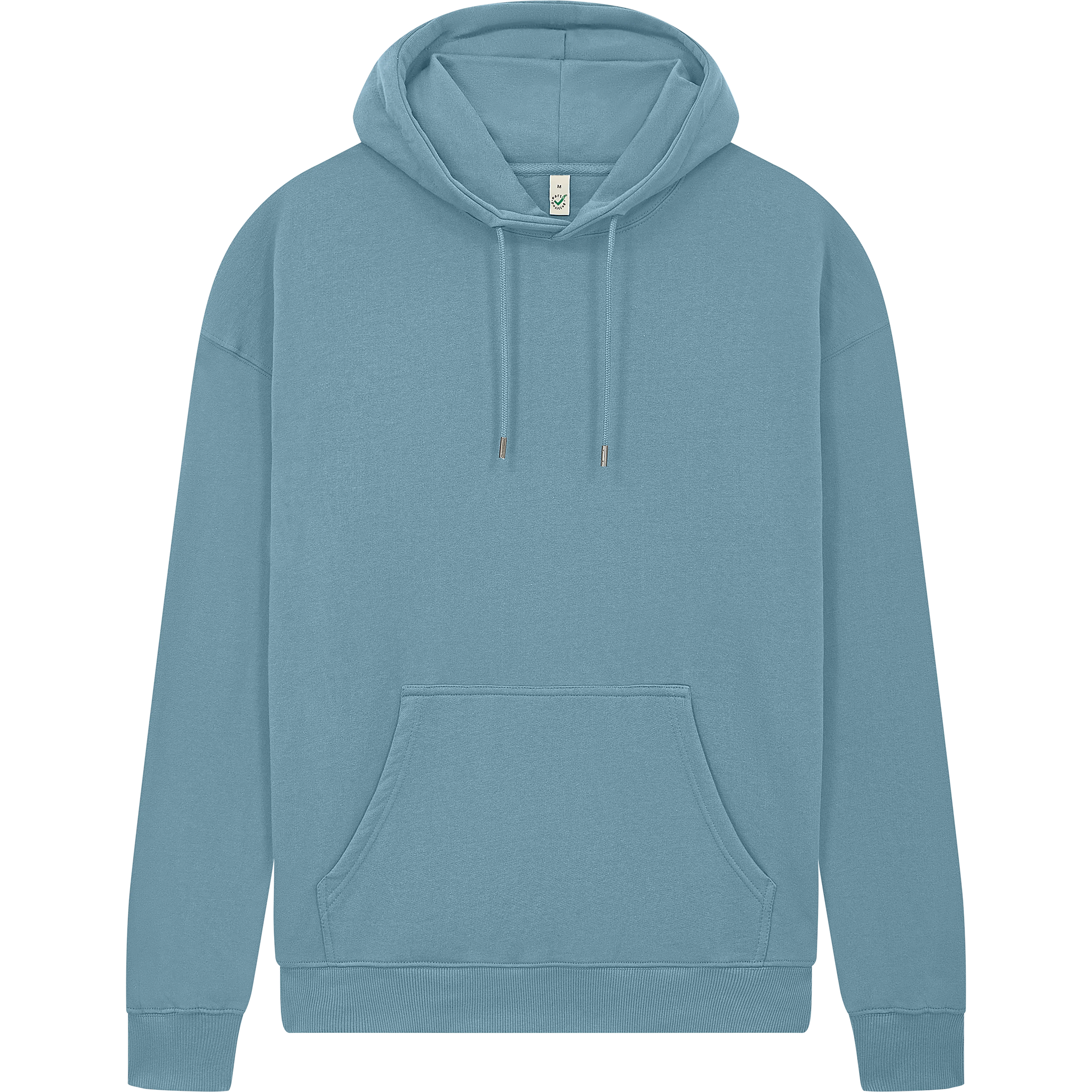 Earth Positive® EP301 pullover hoodie in front view, soft cotton fabric, casual fit, featuring a classic hood and front pocket.