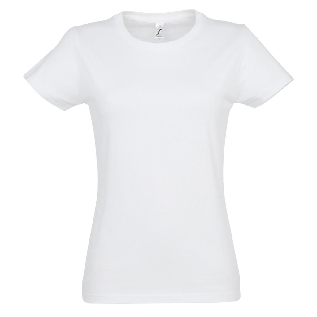 Black classic fit Sols Imperial Women T-shirt with round neckline and short sleeves, displayed on a plain background.