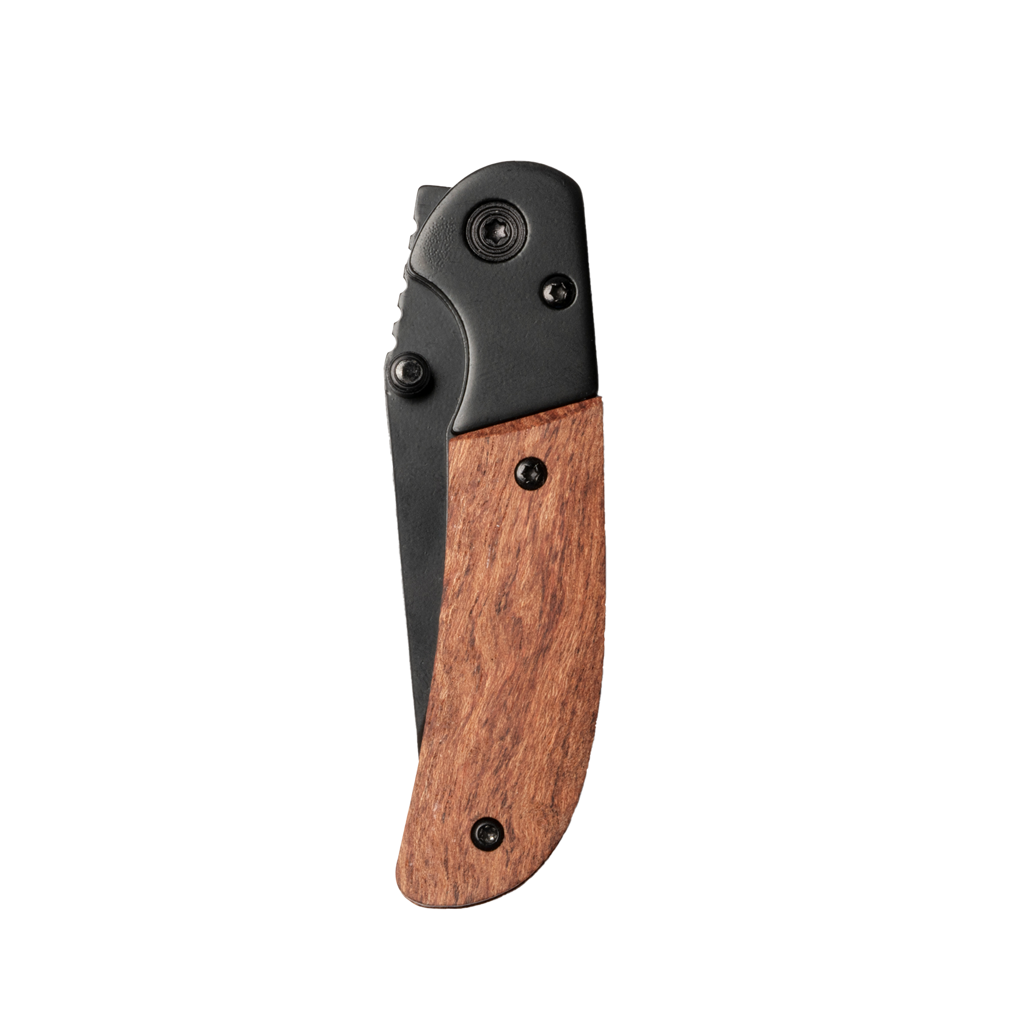 Kombis tactical pocket knife with wooden handle and engraved design, ideal as a gift for outdoor or knife enthusiasts.