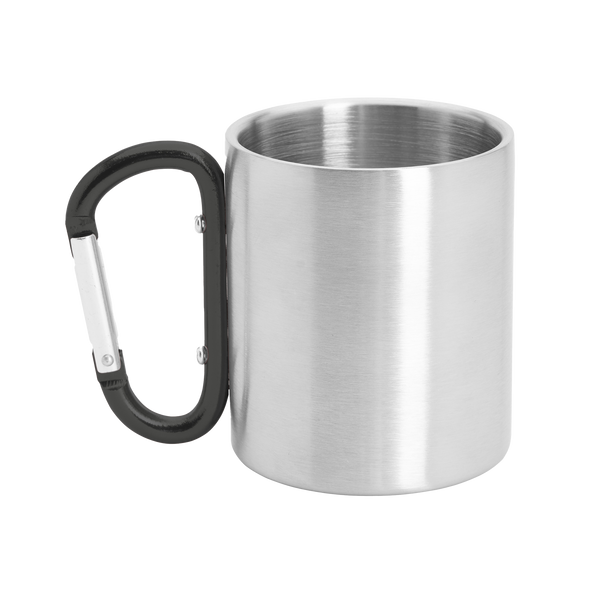 Kombis 230ml hiking thermos mug with a carabiner handle, ideal for outdoor adventures and gift-giving.