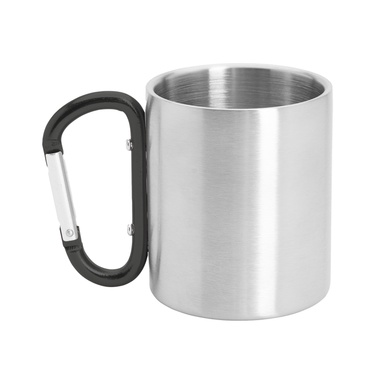 Kombis 230ml hiking thermos mug with a carabiner handle, ideal for outdoor adventures and gift-giving.
