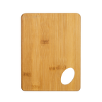 Personalized bamboo kitchen cutting board by Kombis, ideal as a custom gift, showing a smooth bamboo surface with engraved design.