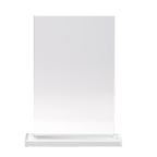 Kombis brand glass award gift with laser engraving, showcasing a sleek, clear glass plaque with intricate engraved details.
