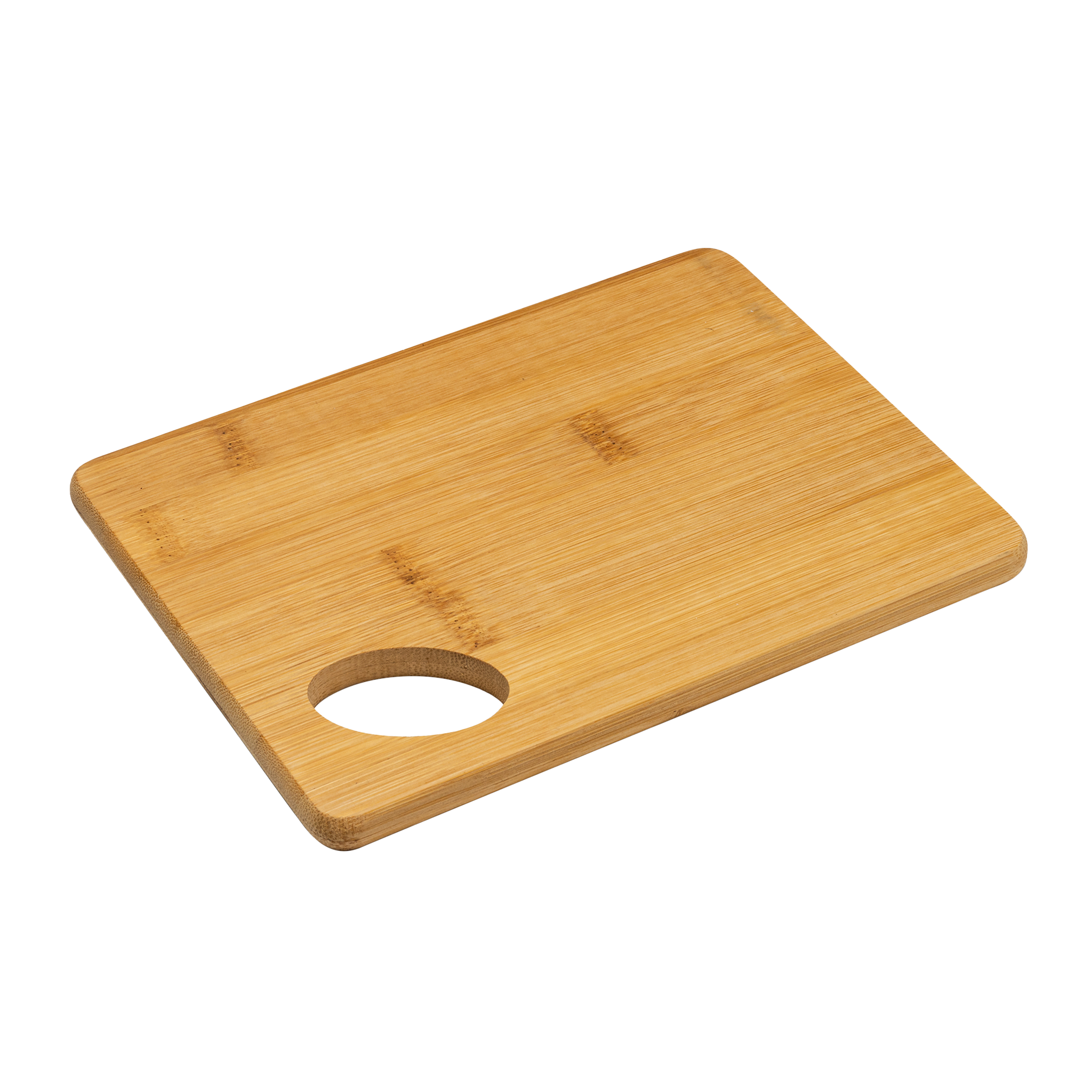 Personalized bamboo kitchen tray by Kombis, ideal gift, showing a sleek, natural bamboo surface with customizable engraving area.