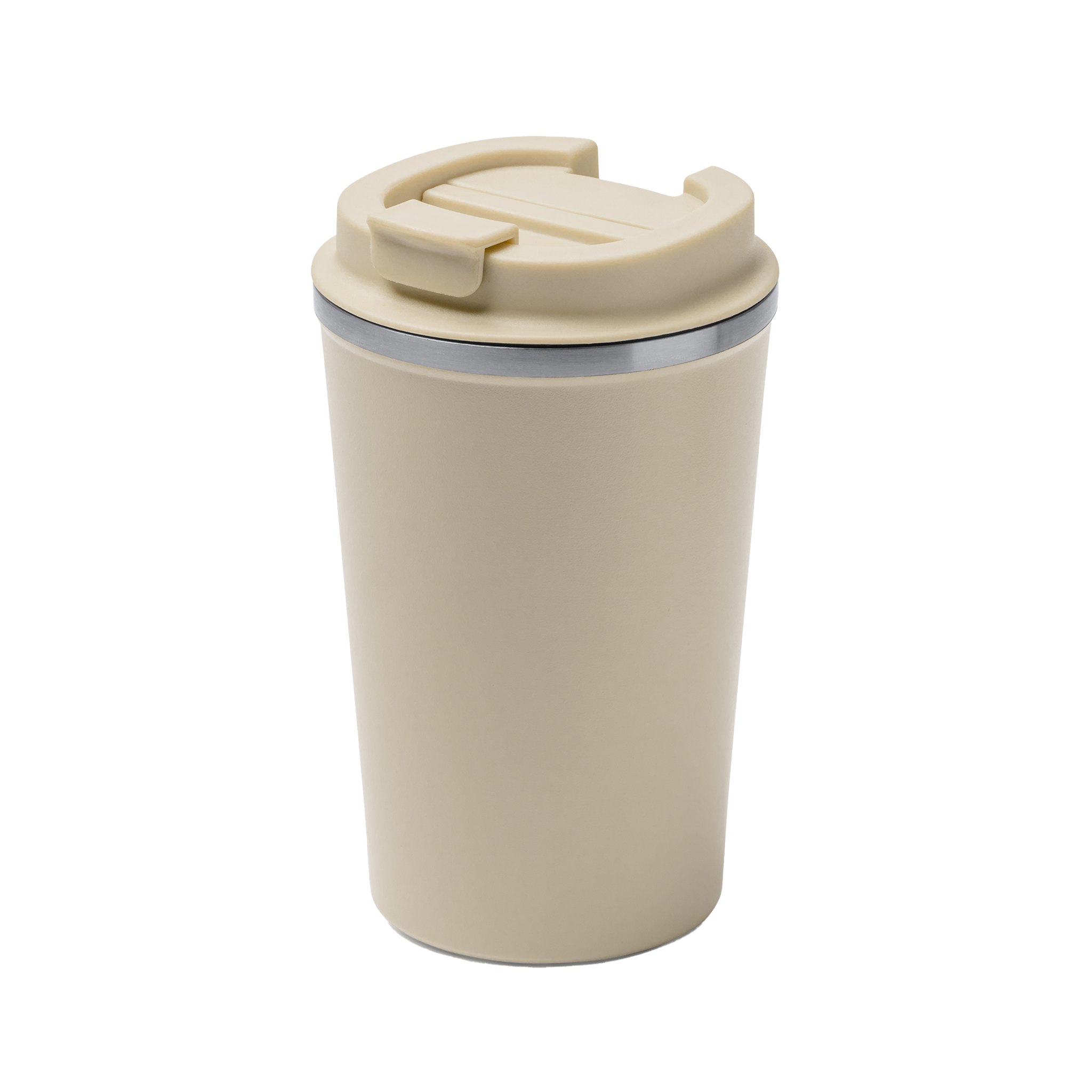 Kombis premium 450ml thermos mug with laser engraving, ideal as a gift, showing a sleek black design and engraved pattern.
