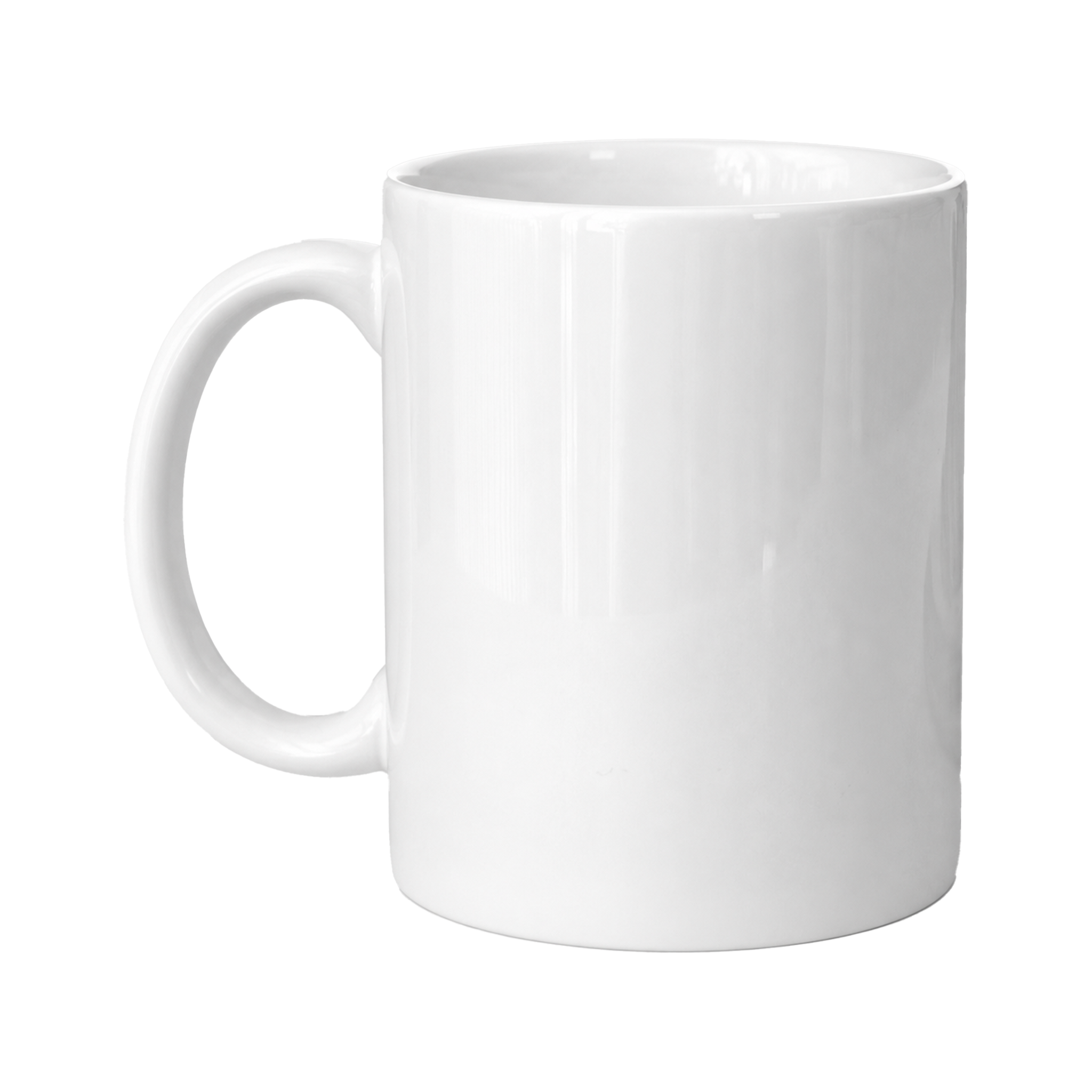 Baltā keramikas krūze ar apdruku, 330 ml