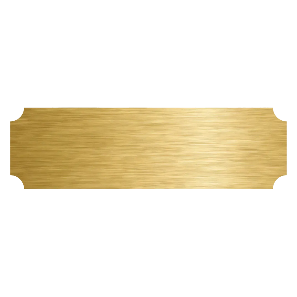 Personalized gold-colored gift plaque with laser engraving, featuring customized text, produced by Kombis.