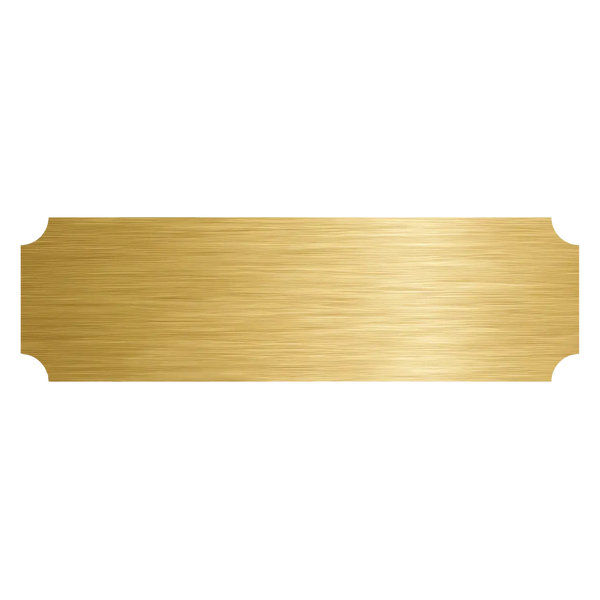 Personalized gold-colored gift plaque with laser engraving, featuring customized text, produced by Kombis.