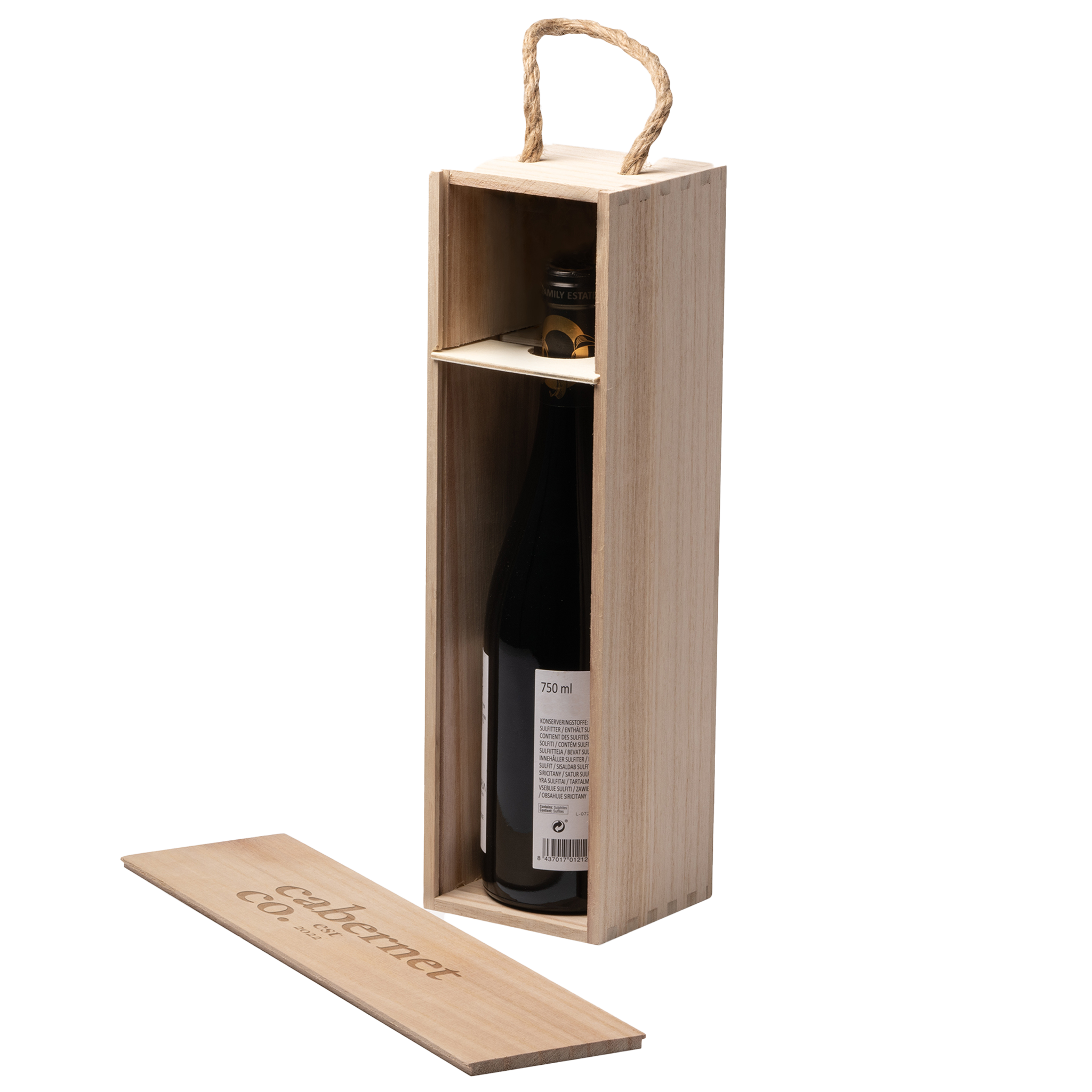 Personalizēta koka vīna pudeļu kaste ar rokturi, elegantas dāvanu kastes no Kombis, izgatavota no koka ar rokturi.