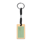 Personalized natural wood keychain gift by Kombis with engraved design, featuring a smooth wooden surface and metal keyring.