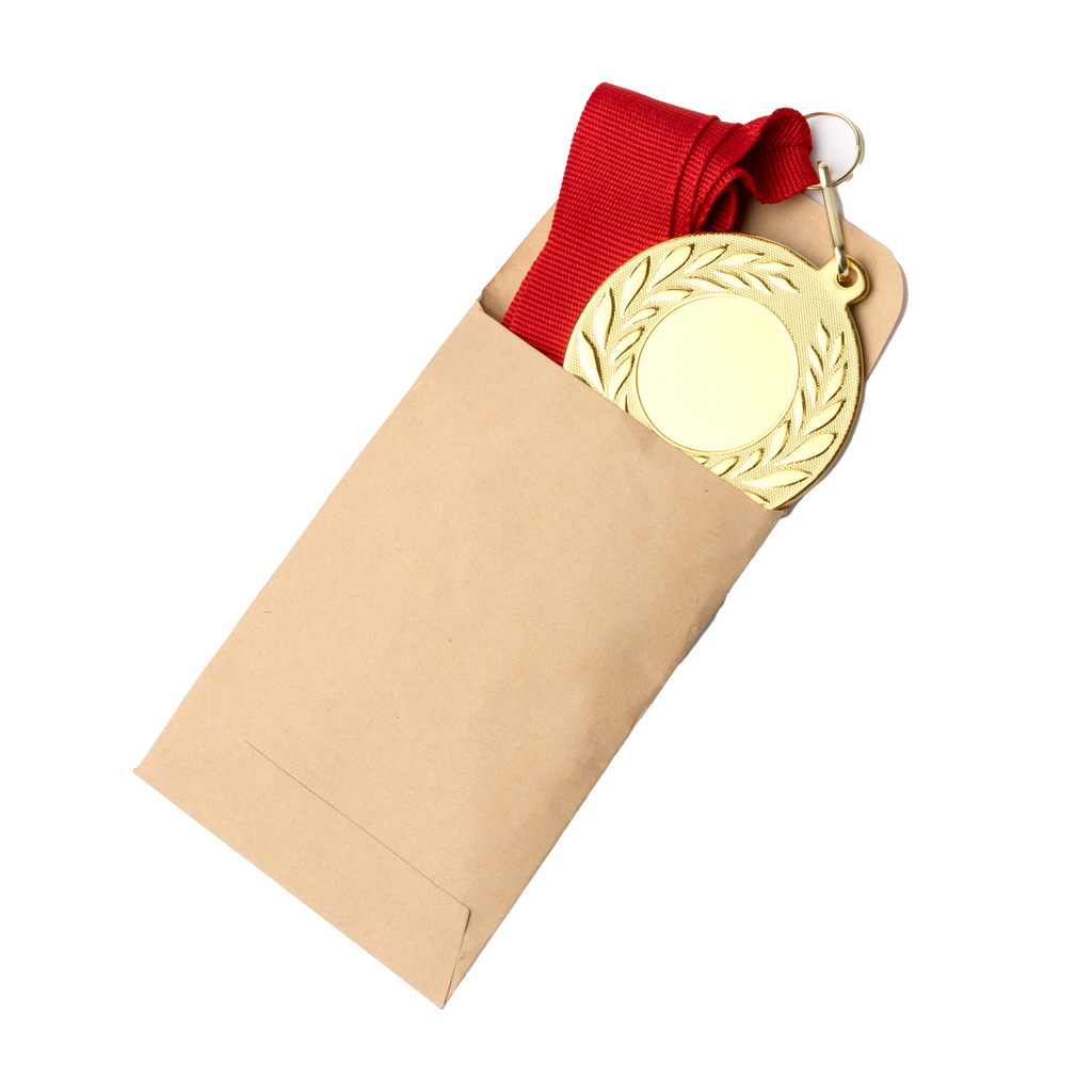 Personalized metal medal with laser engraving, ideal as a custom gift from Kombis, featuring detailed engraved design.
