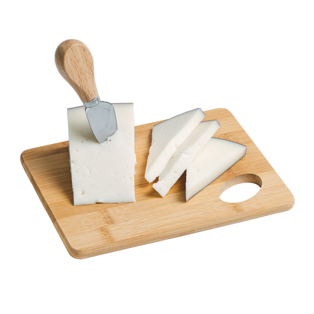 Personalized bamboo kitchen serving tray by Kombis, natural wood finish with customizable engraved design, ideal gift for home.