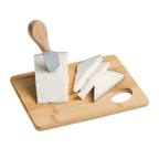 Personalized bamboo kitchen serving tray by Kombis, natural wood finish with customizable engraved design, ideal gift for home.