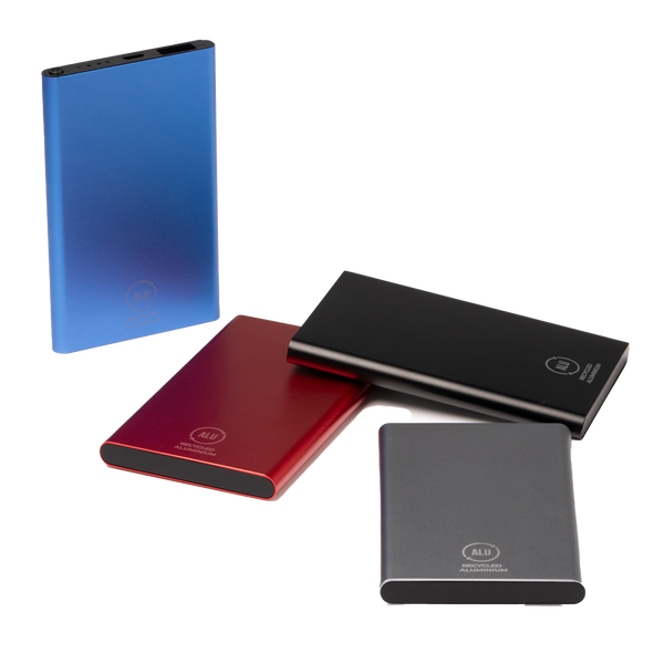 Personalized external battery pack by Kombis, 4000mAh capacity, compact portable power bank for on-the-go charging.