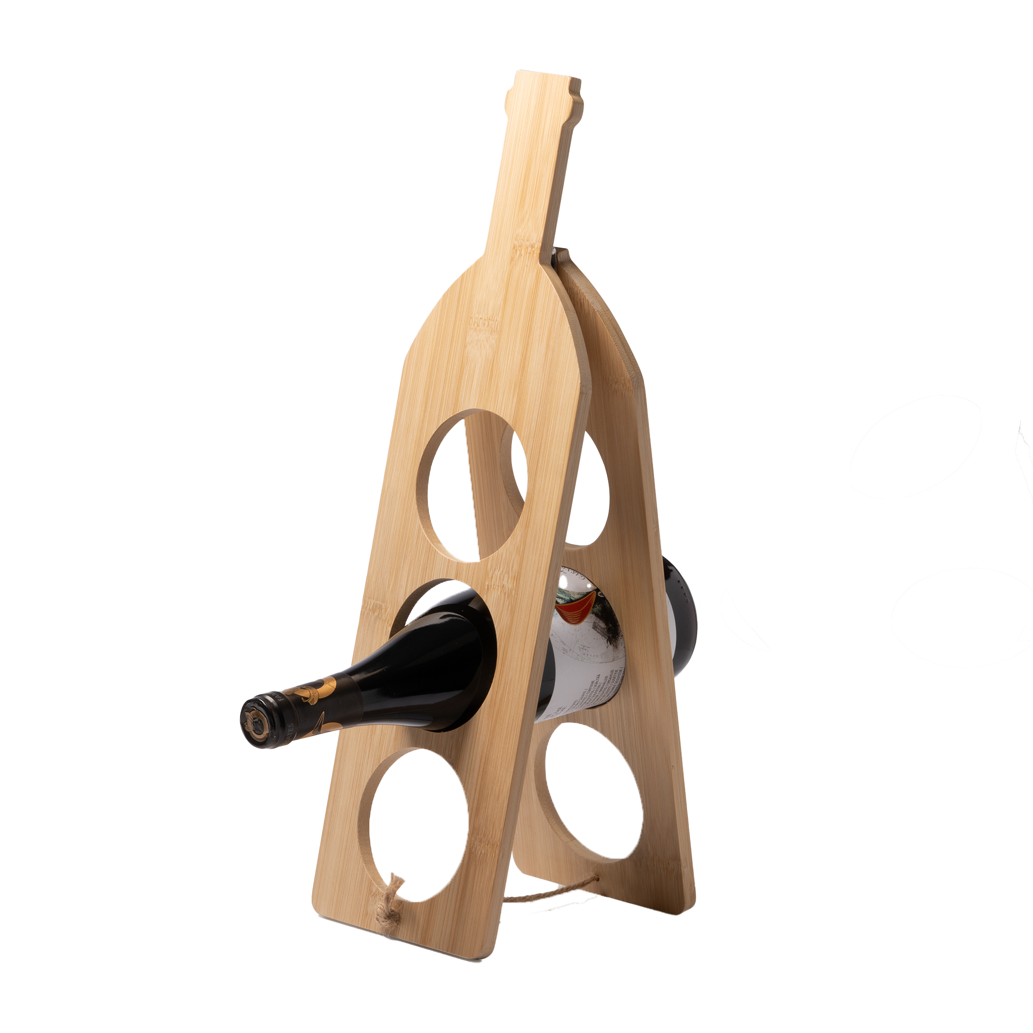 Kombis Bambusa vīna pudeļu statīvs ar lasergravējumu, holds 3 pudeles, elegant dāvanu priekšmets.