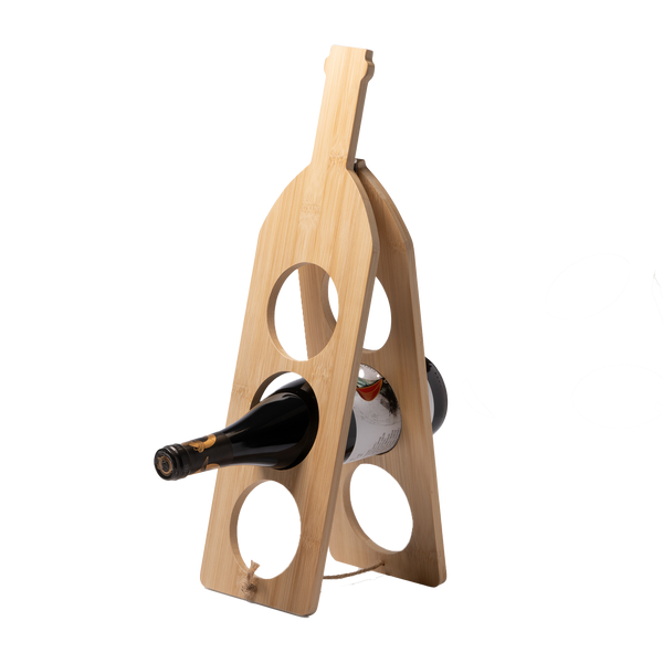 Kombis Bambusa vīna pudeļu statīvs ar lasergravējumu, holds 3 pudeles, elegant dāvanu priekšmets.