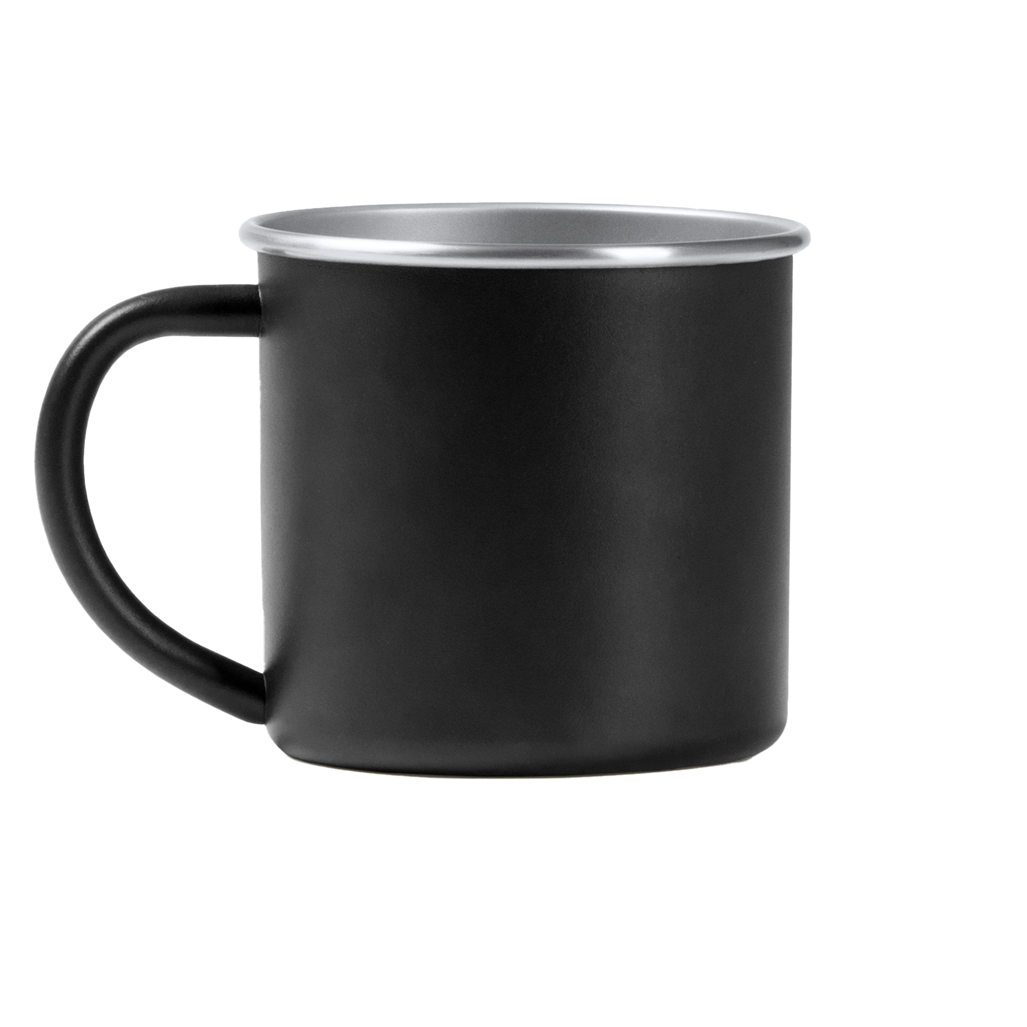 Kombis brand steel mug with laser-engraved design, ideal as a gift, featuring a sturdy metal construction and detailed engraving.