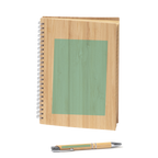 Kombis Bambusa stationery gift set with notepad and colorful pens on a white background, ideal for creative writing and gifting.